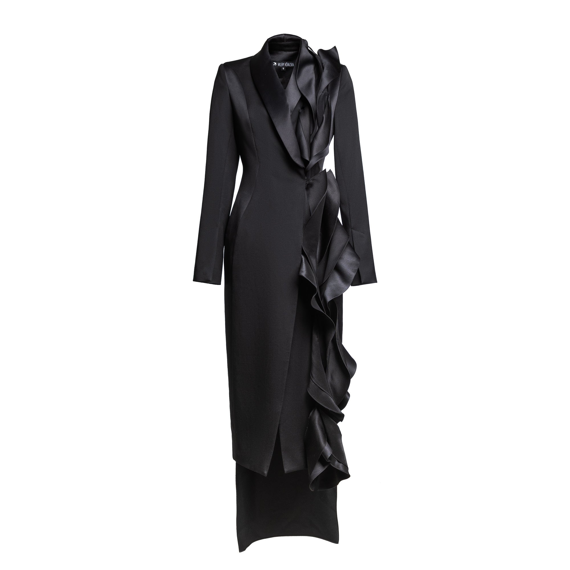 Tuxedo dress with ruffles
