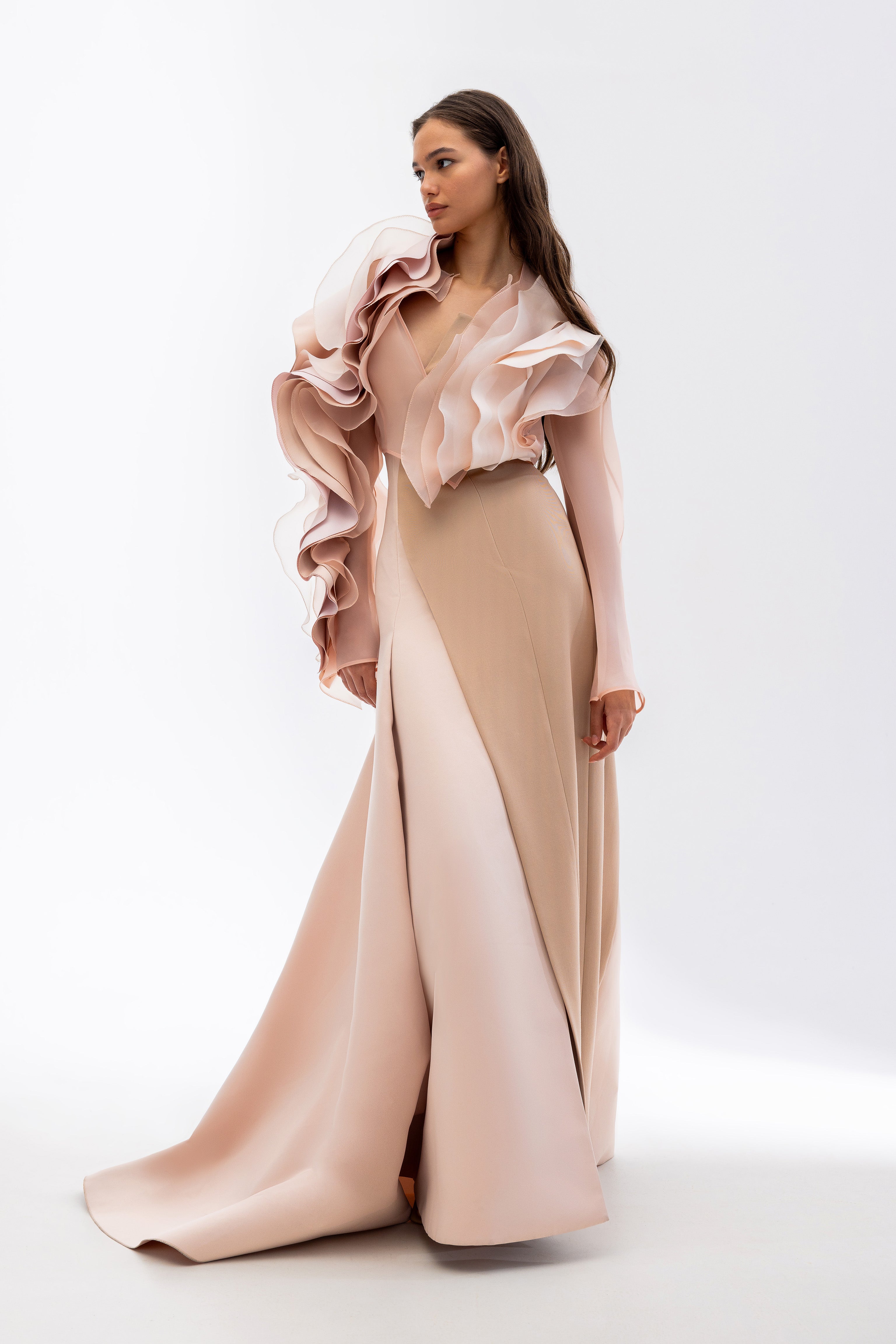 Sculptural gown + bolero