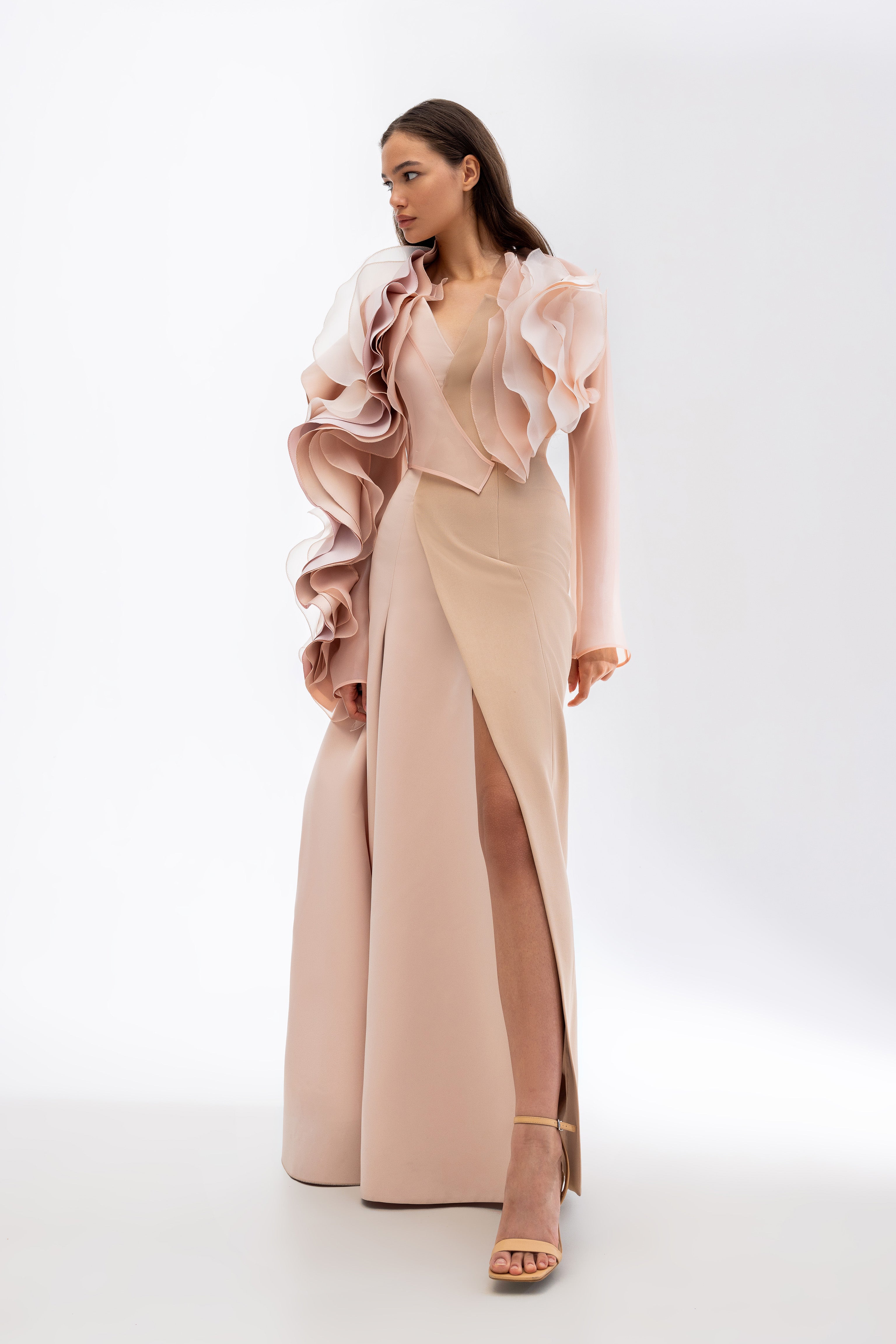 Sculptural gown + bolero