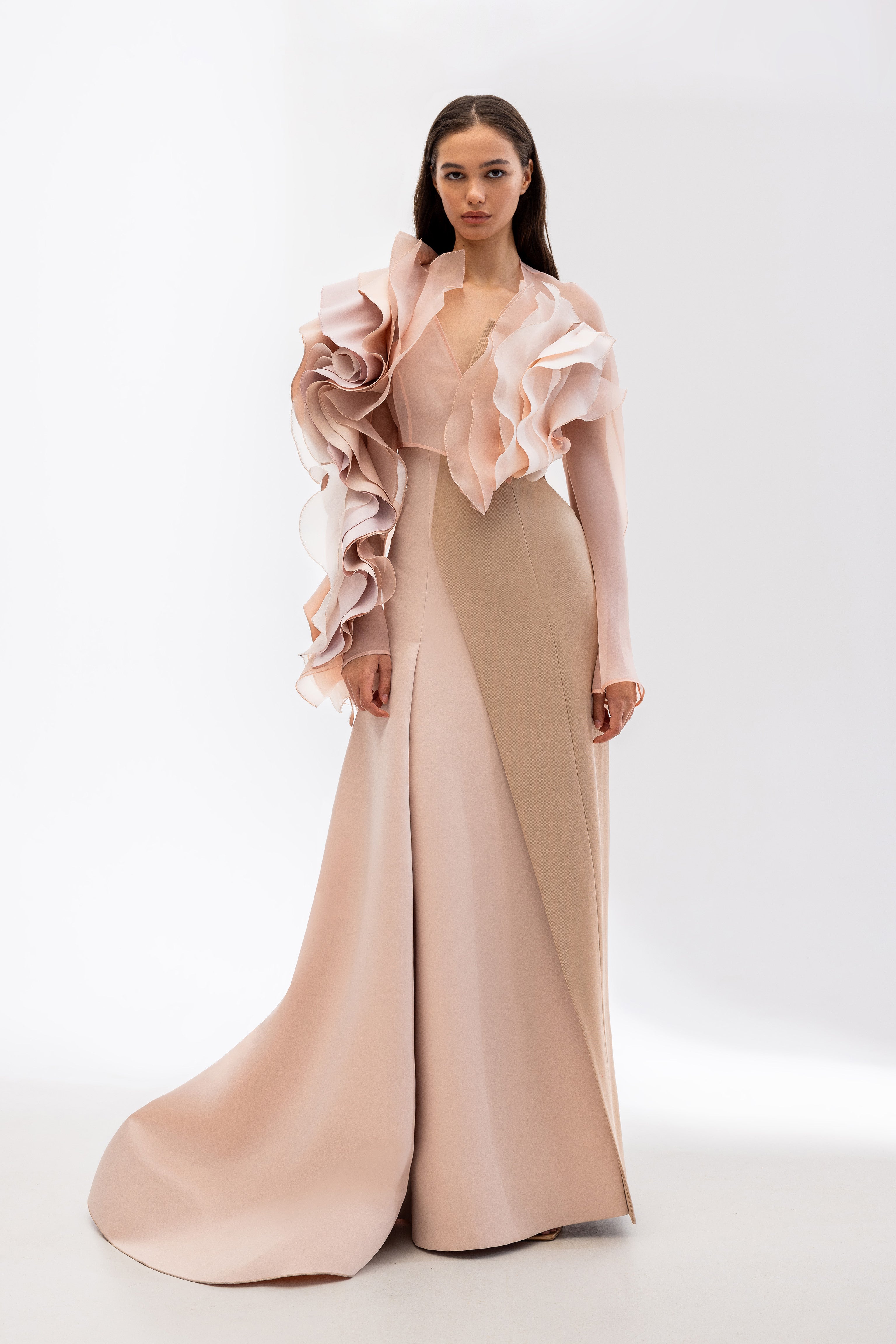 Sculptural gown + bolero