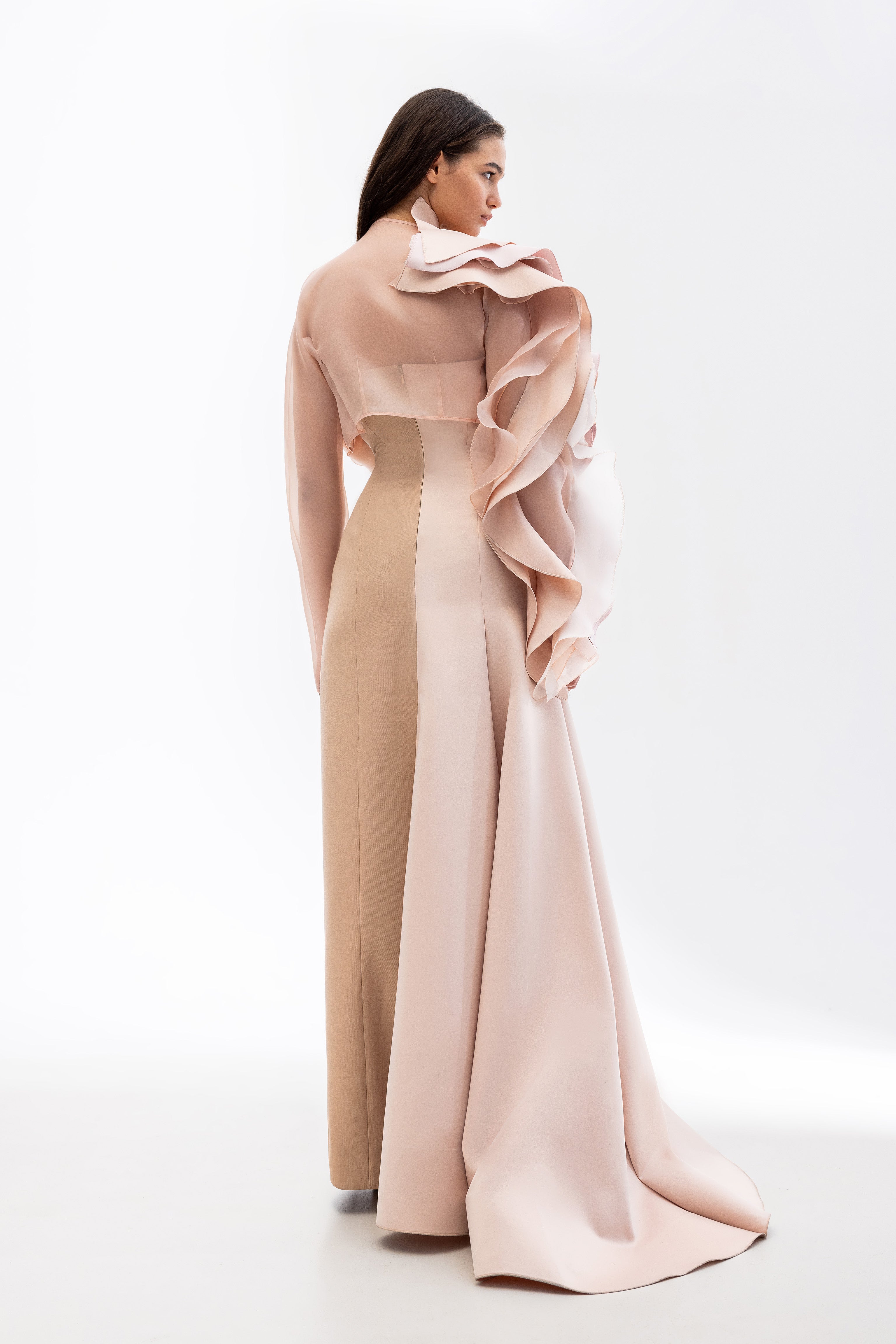 Sculptural gown + bolero