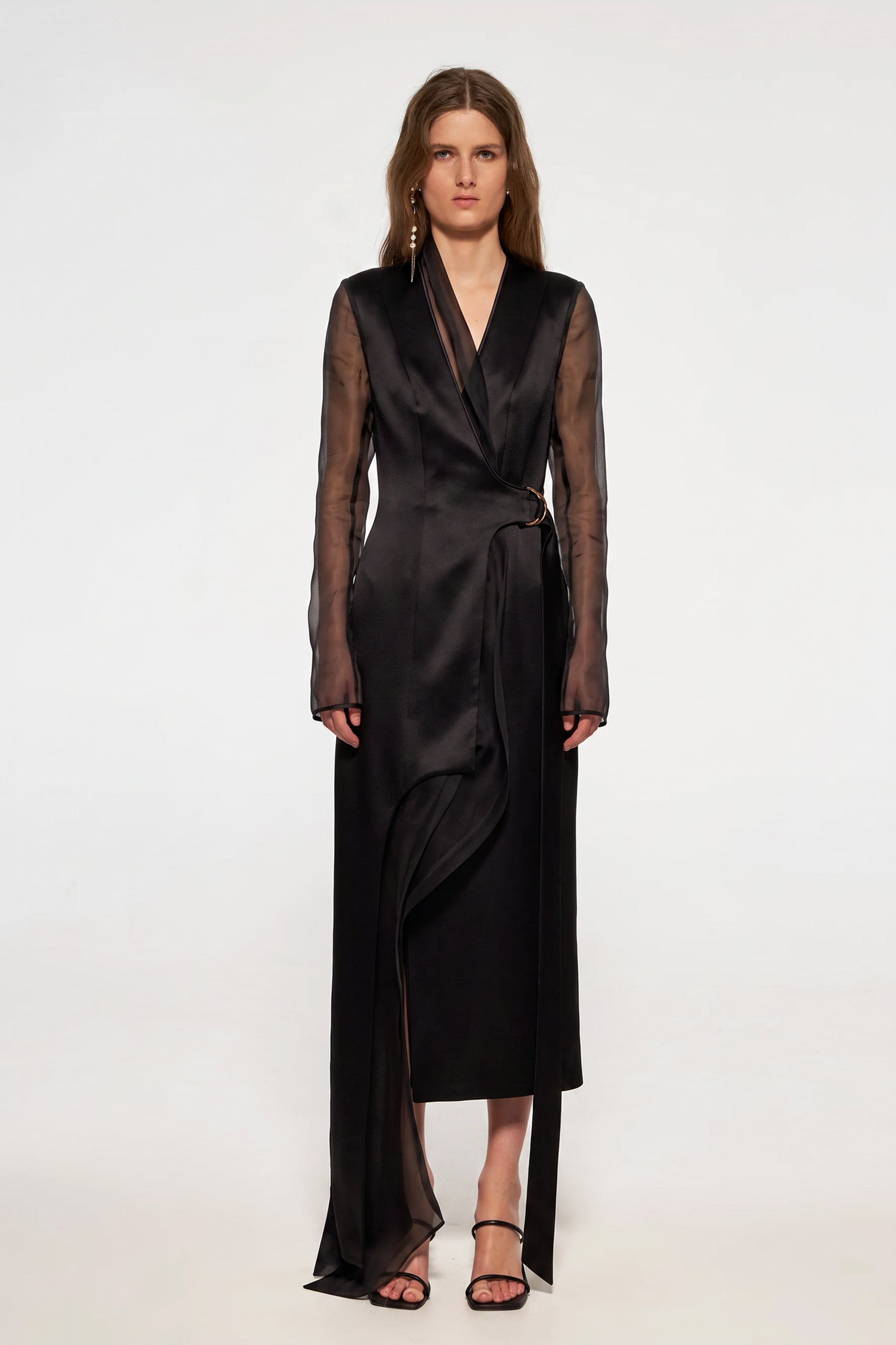 Tuxedo dress with organza layers