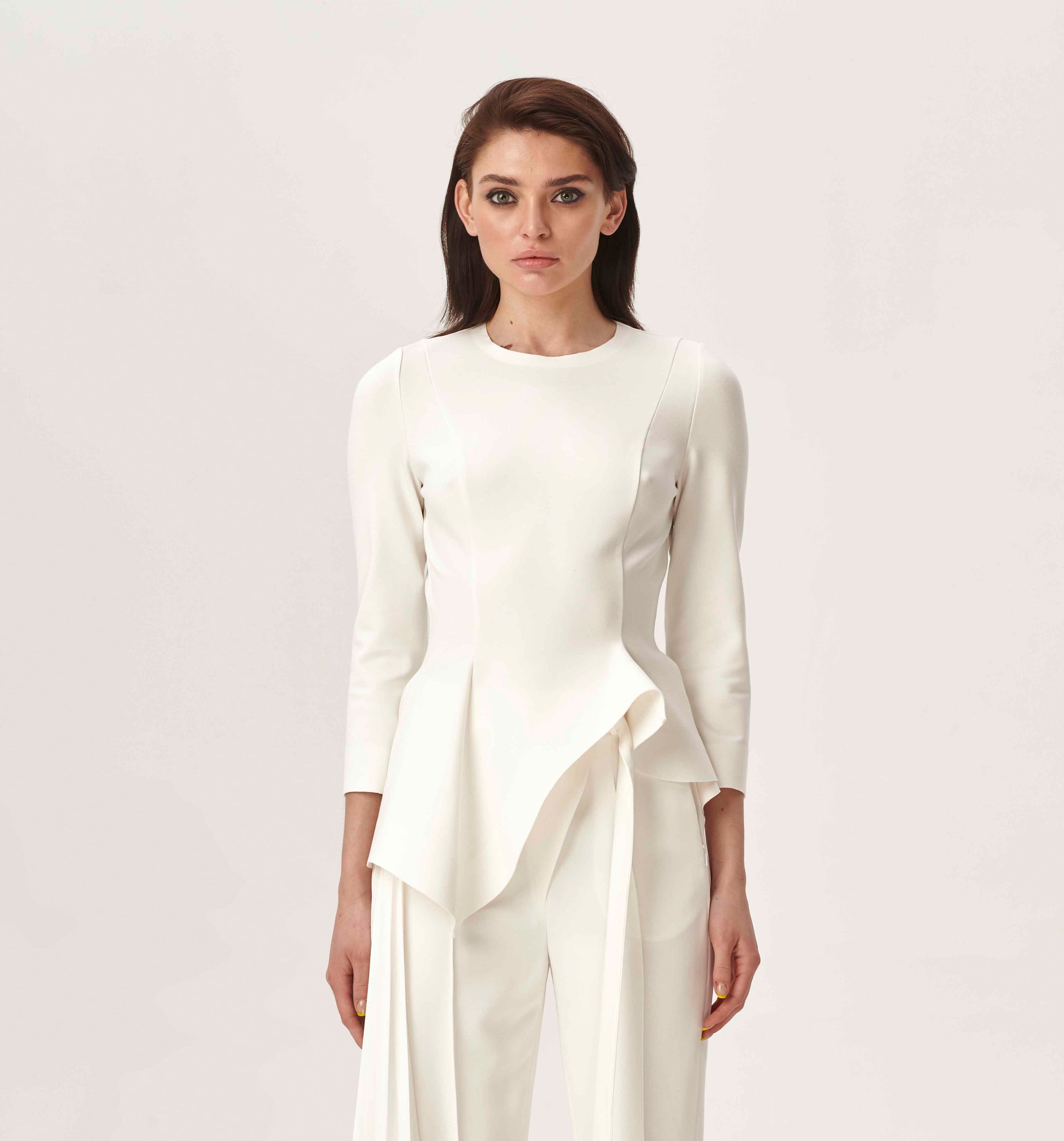 Melted peplum top with sleeves