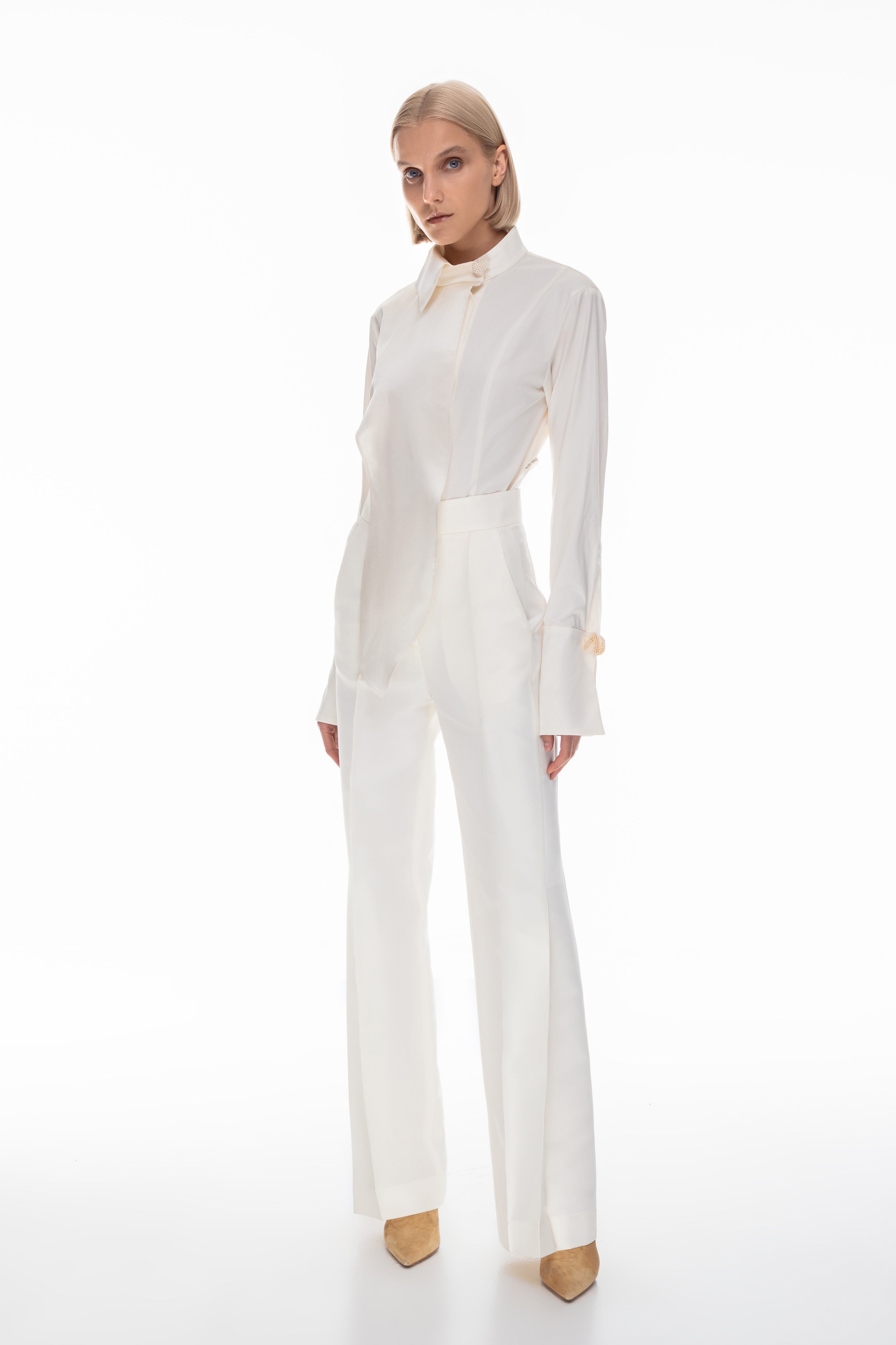 Tailored graphic shirt bodysuit
