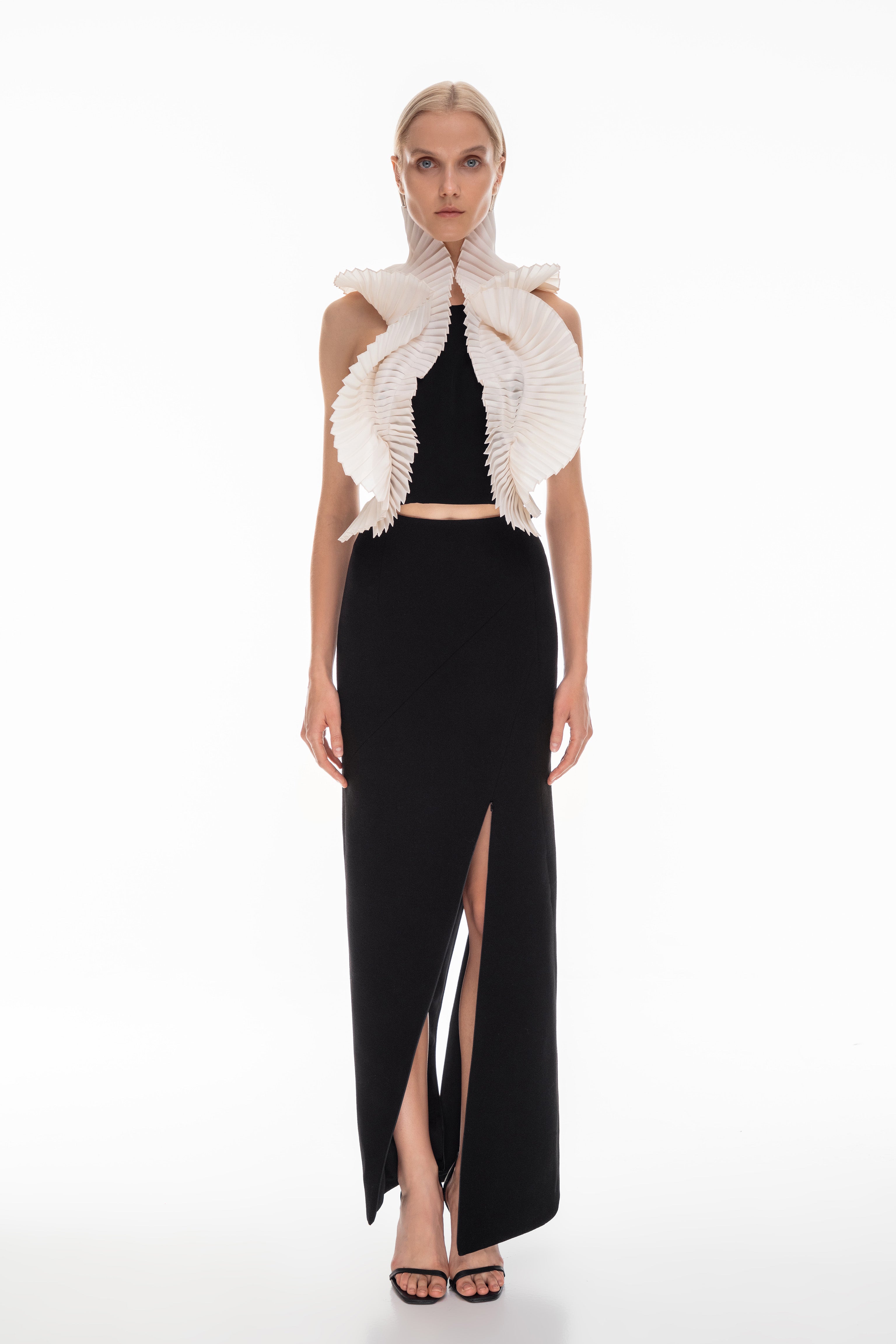 Tailored graphic maxi skirt
