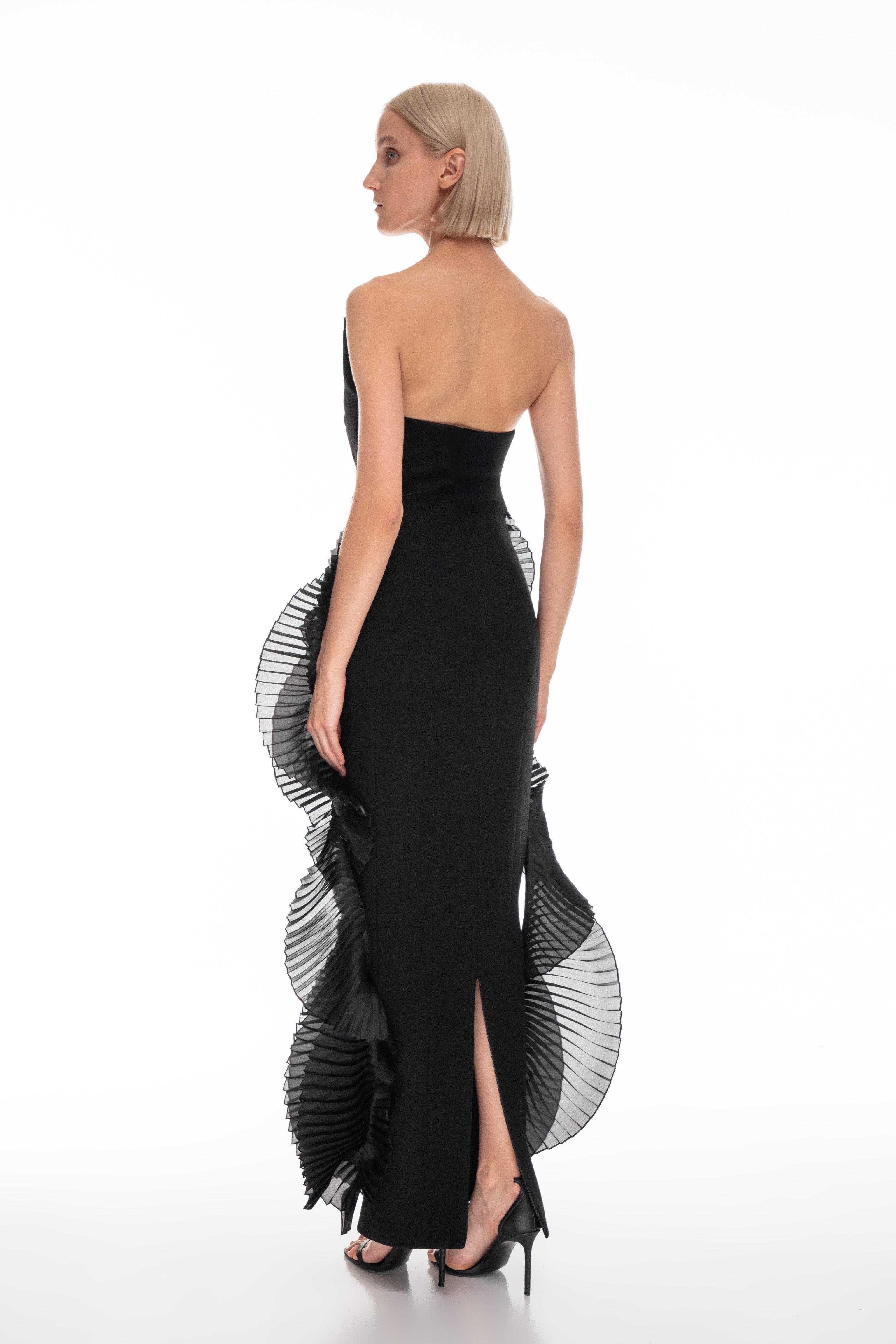 Electra pleated maxi gown