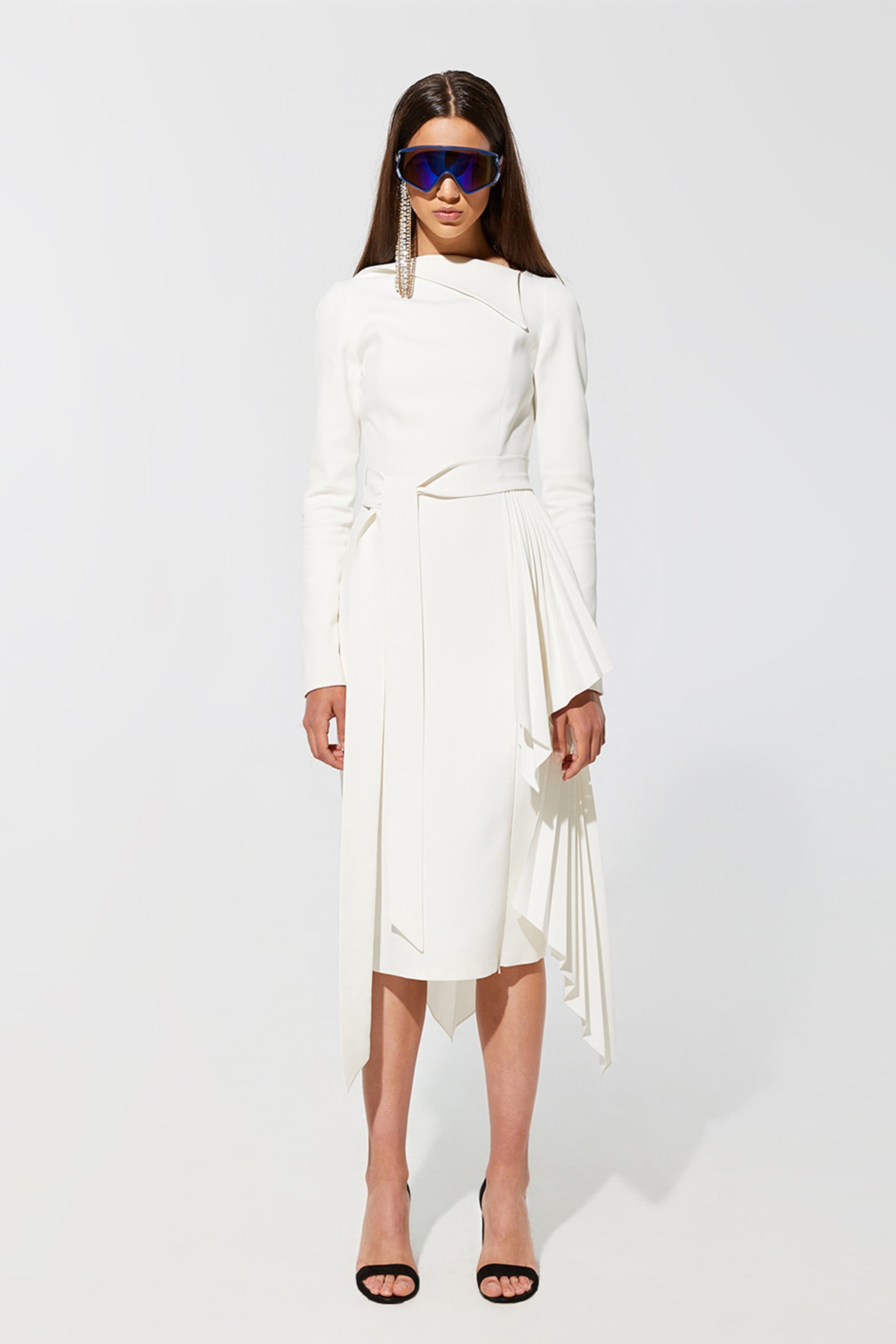 Side pleats pencil dress