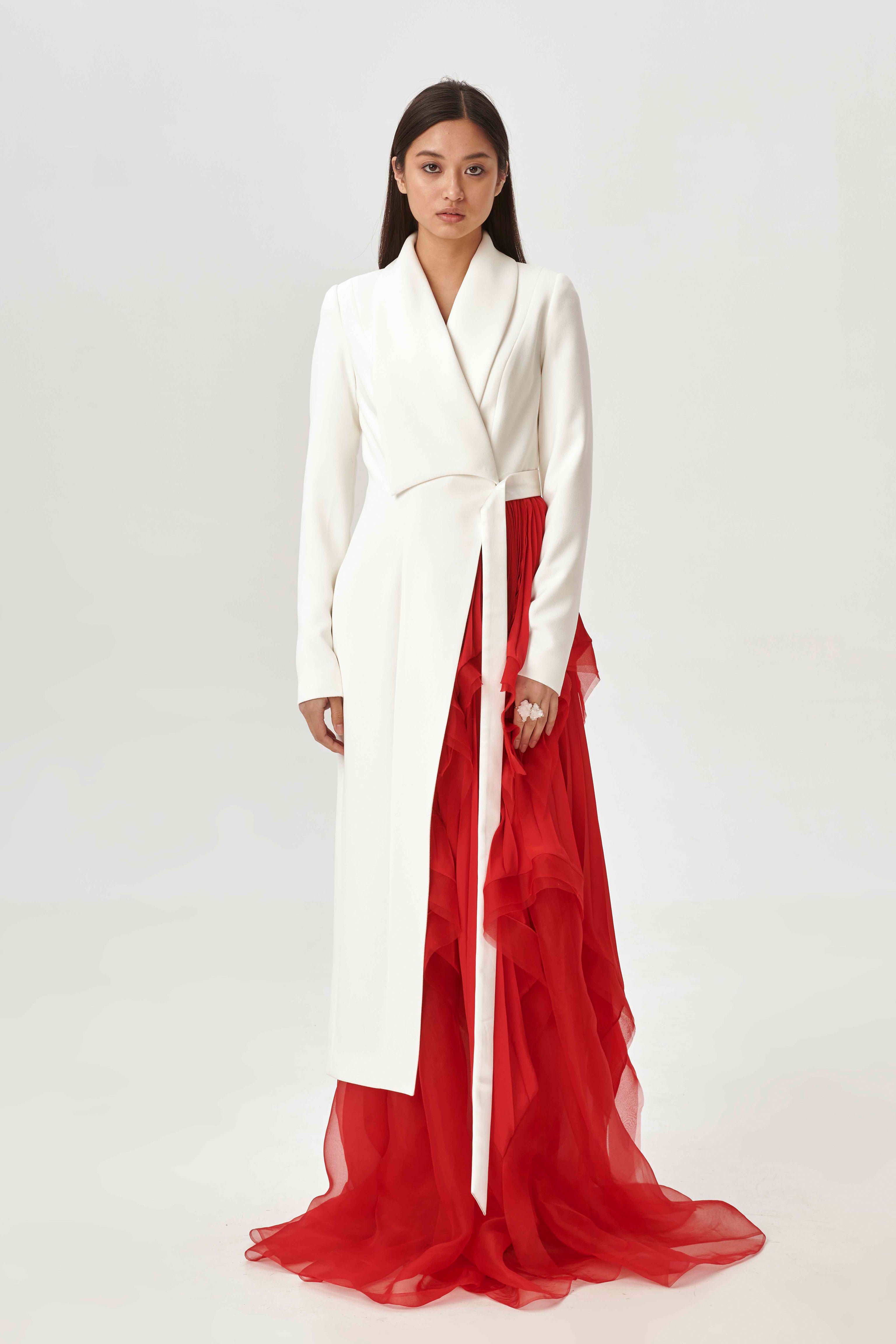 Apache collar gown with organza layers