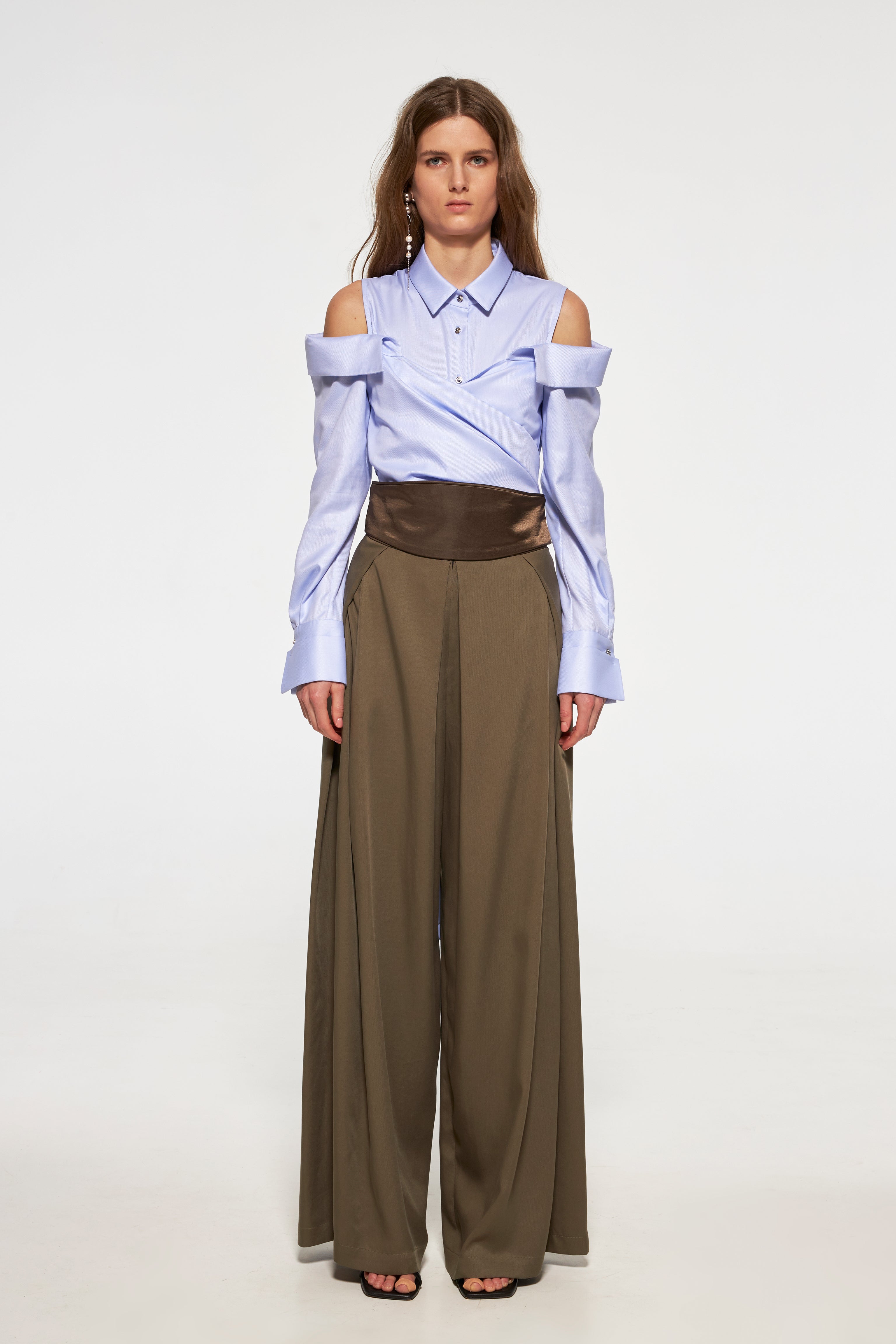 Palazzo pants with a satin belt