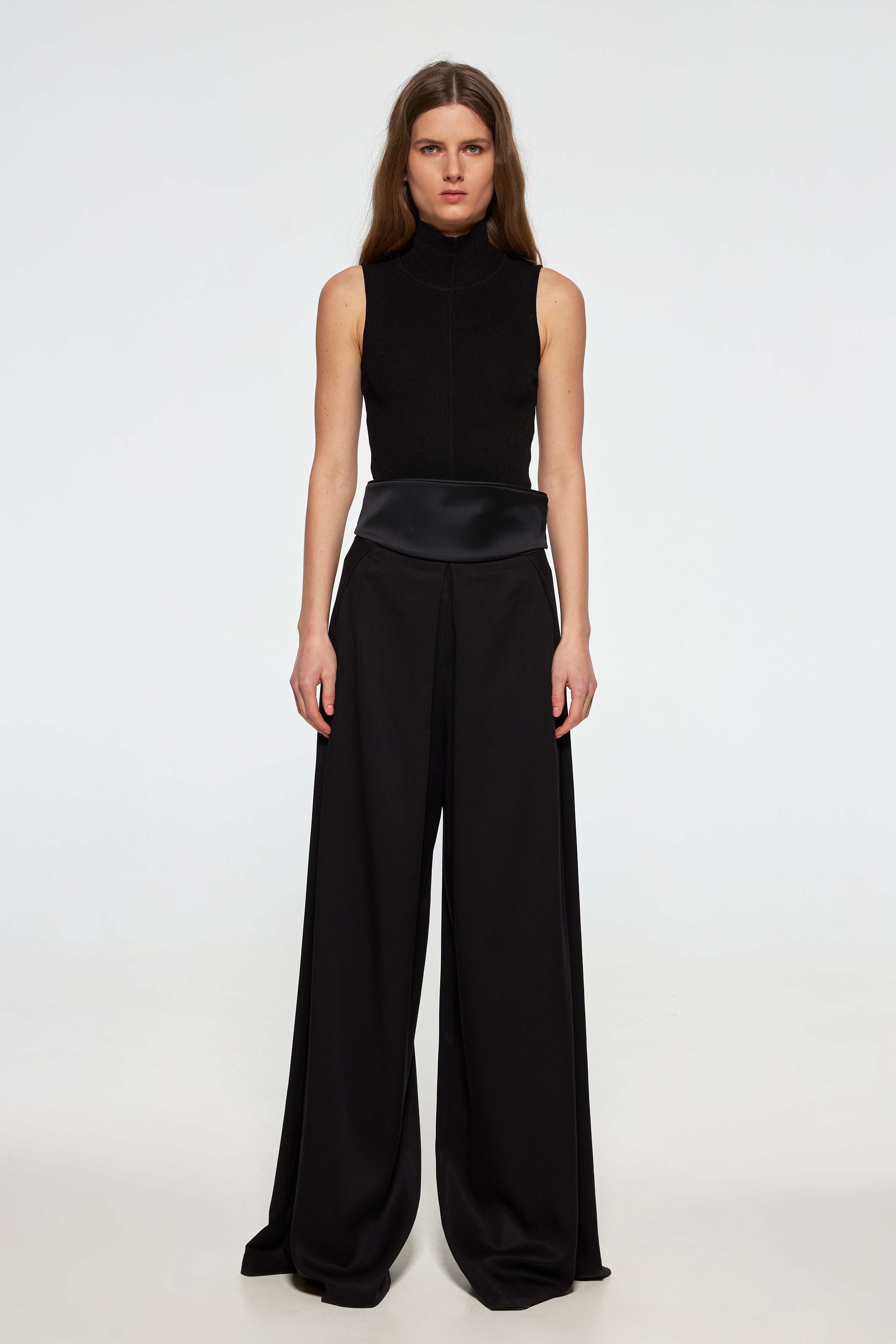 Palazzo pants with a satin belt