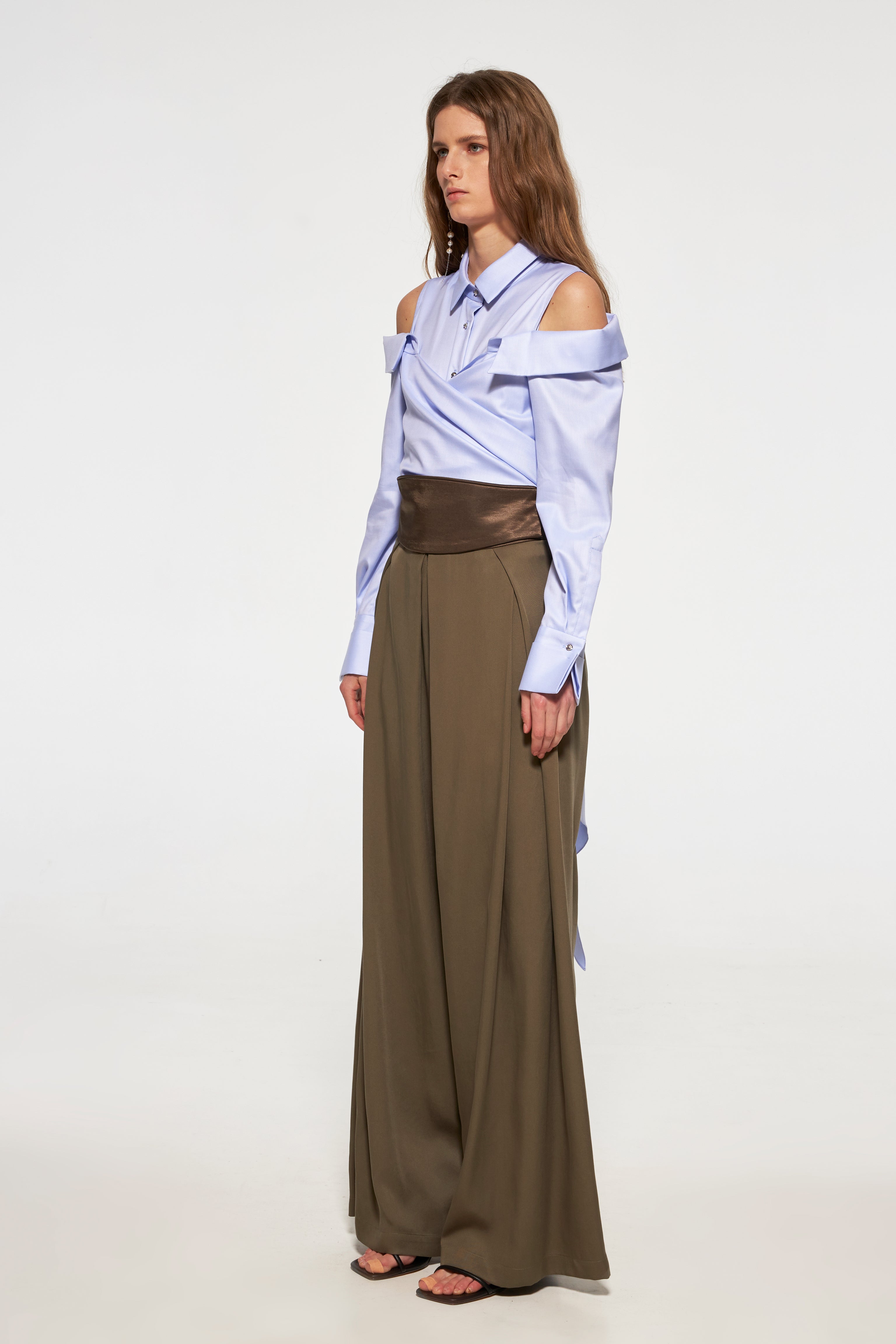 Palazzo pants with a satin belt