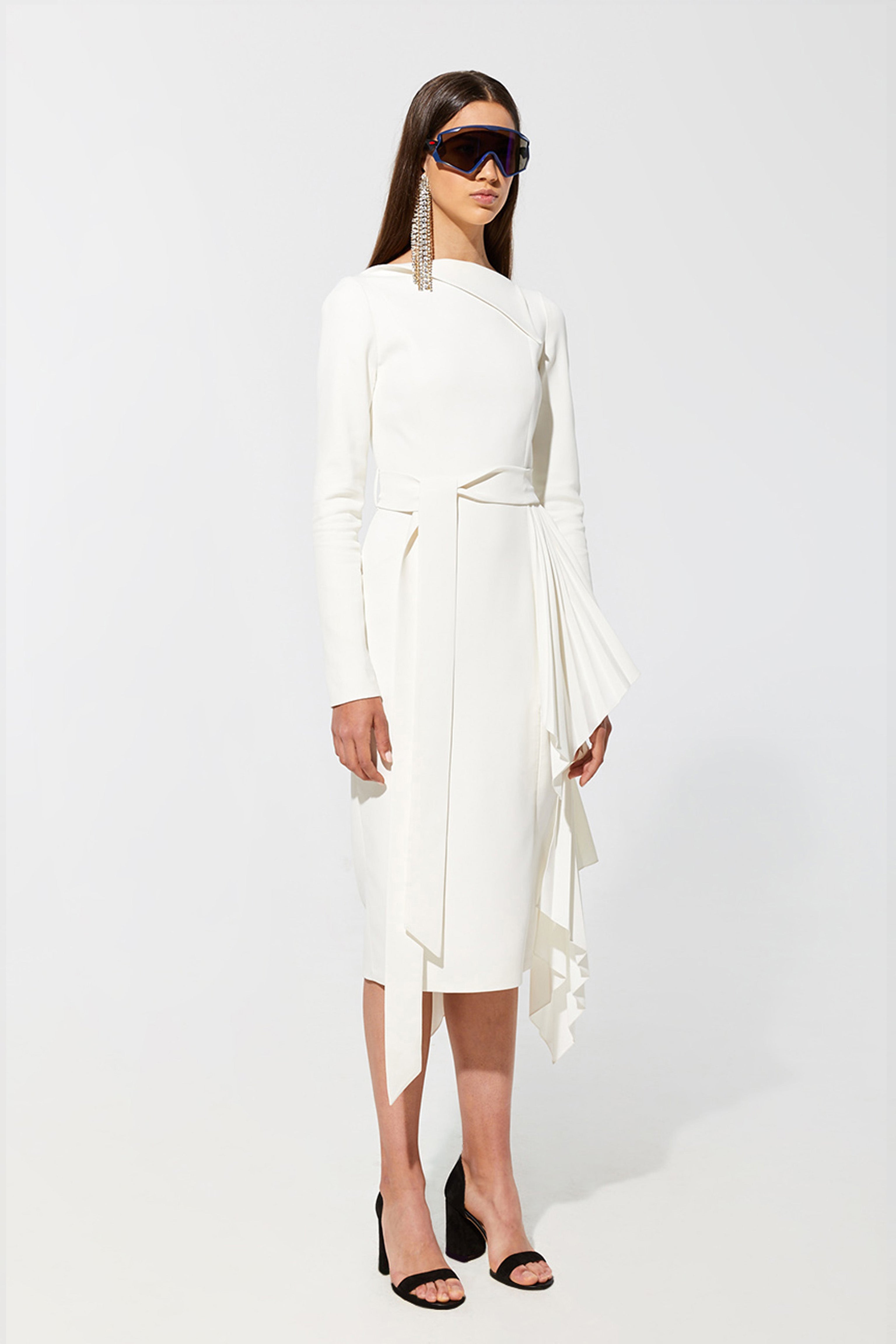 Side pleats pencil dress