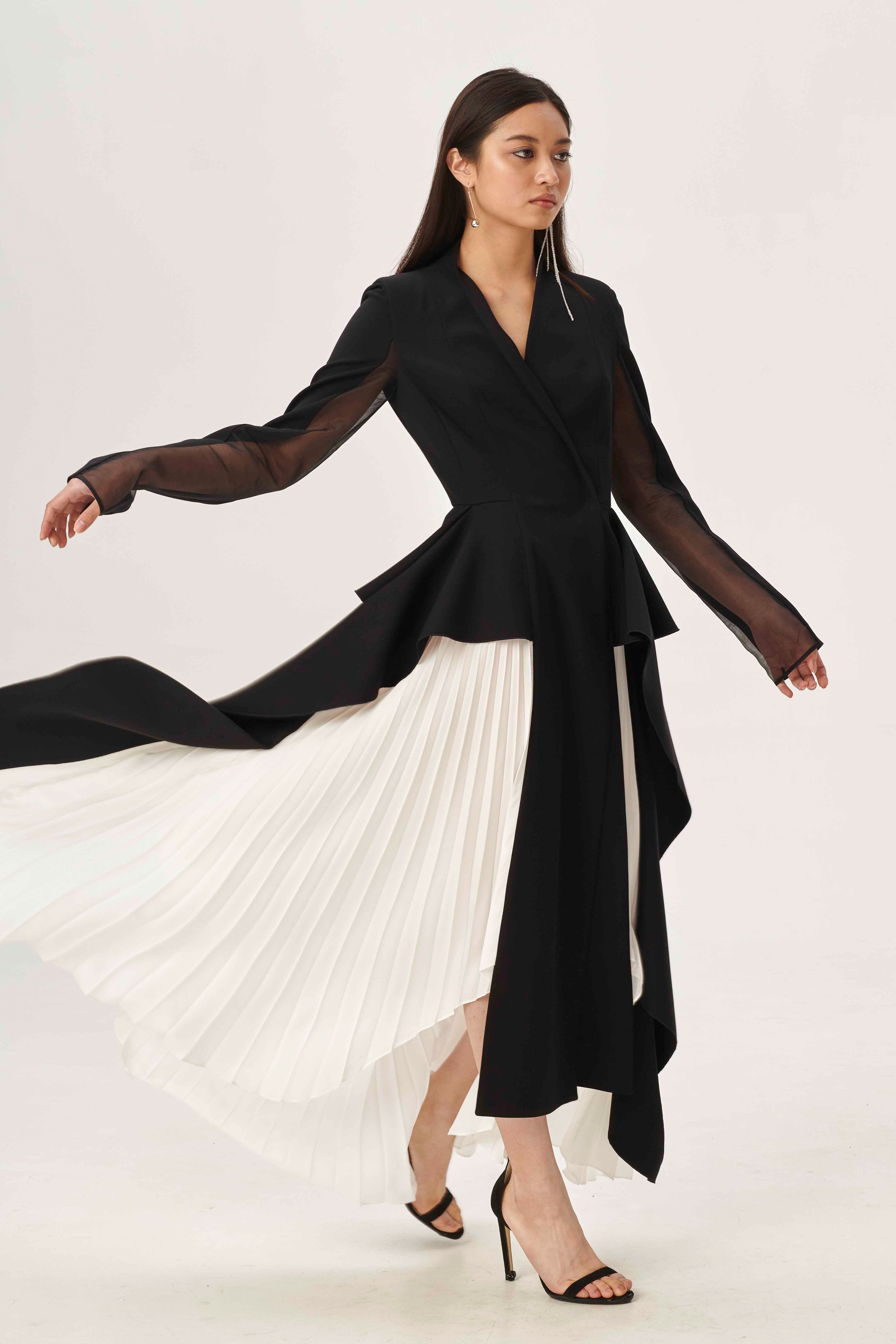 Melted columns tuxedo dress