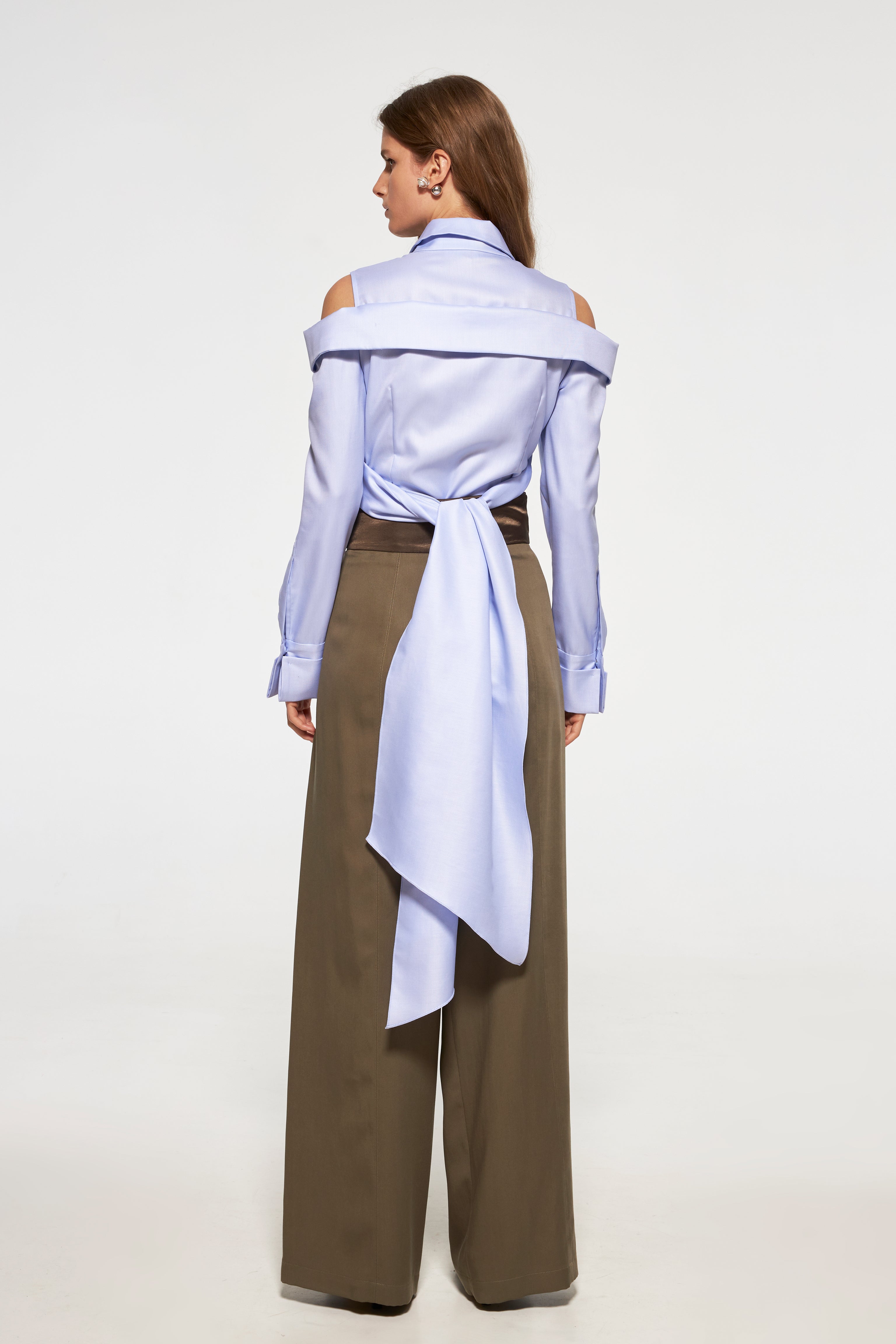 Palazzo pants with a satin belt