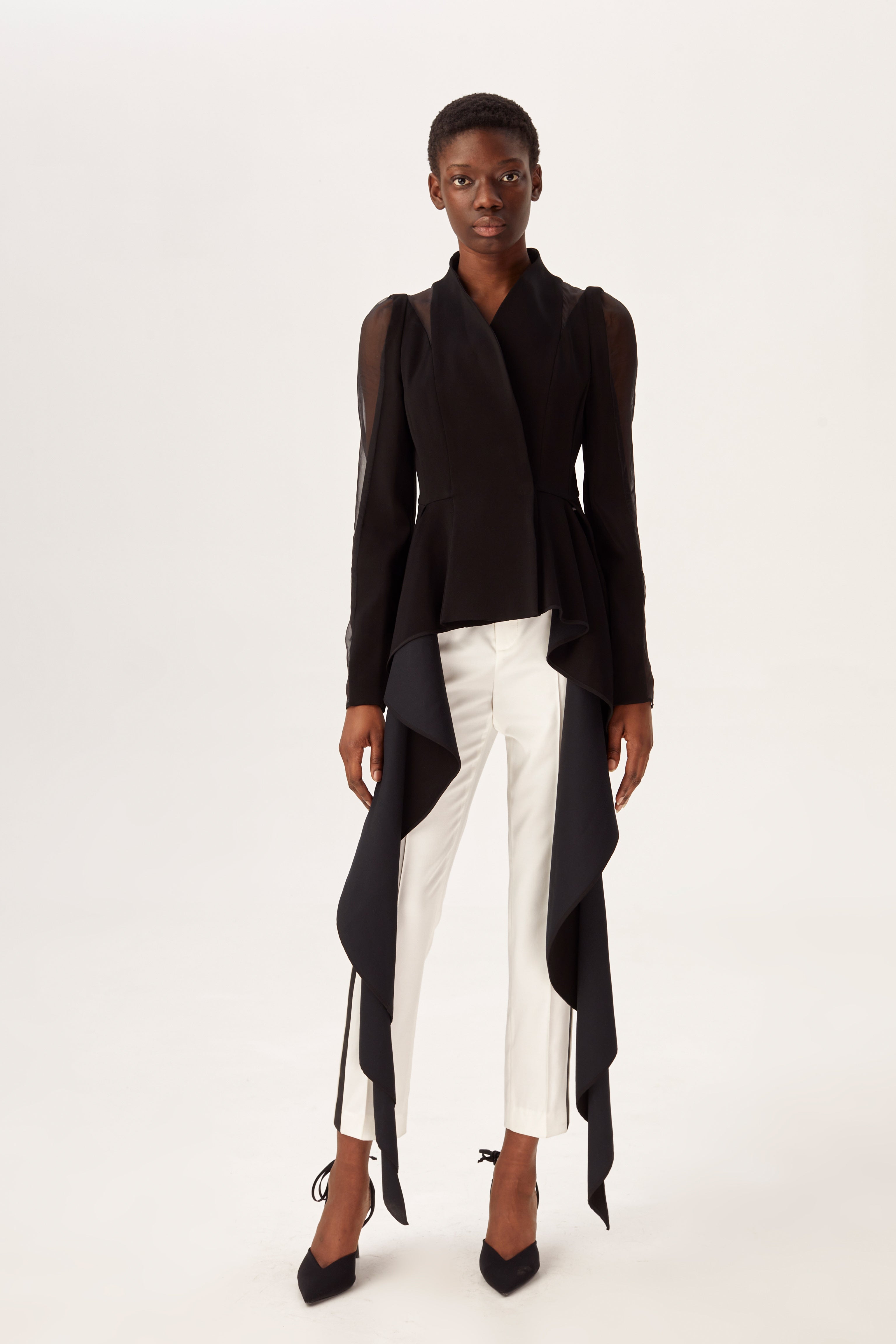Melted Columns mixed fabric jacket