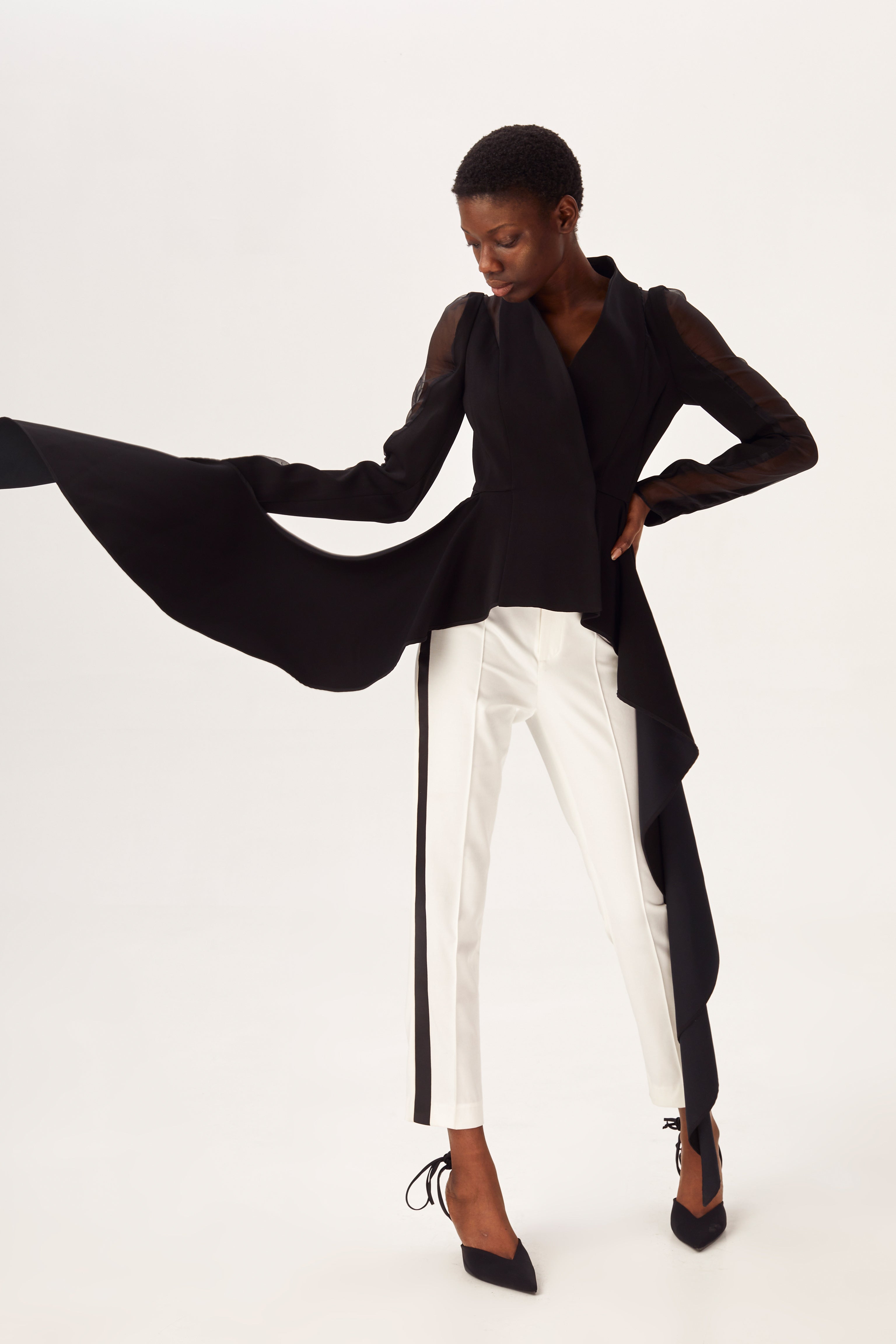 Melted Columns mixed fabric jacket