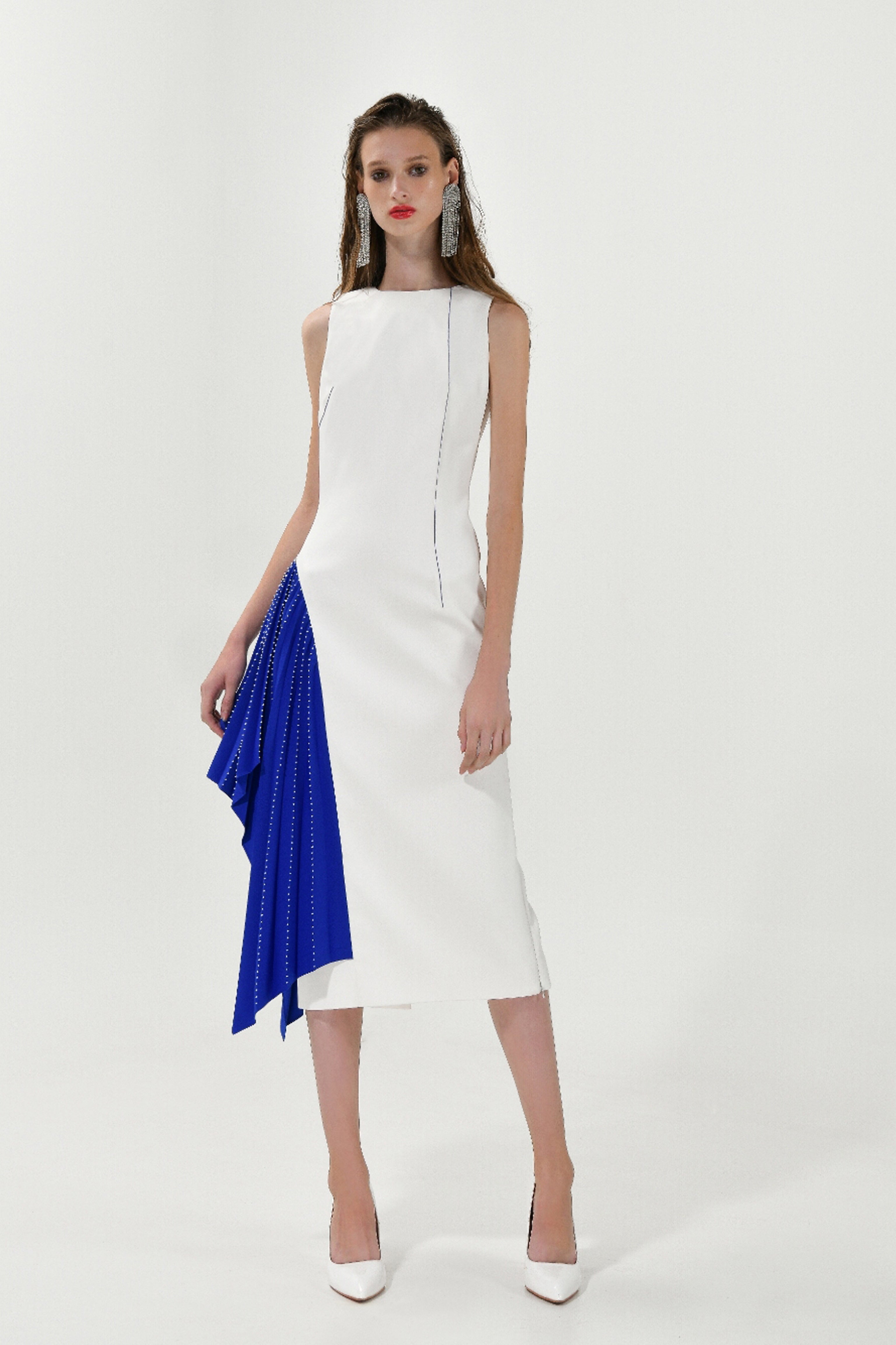 Arches pleats pencil dress