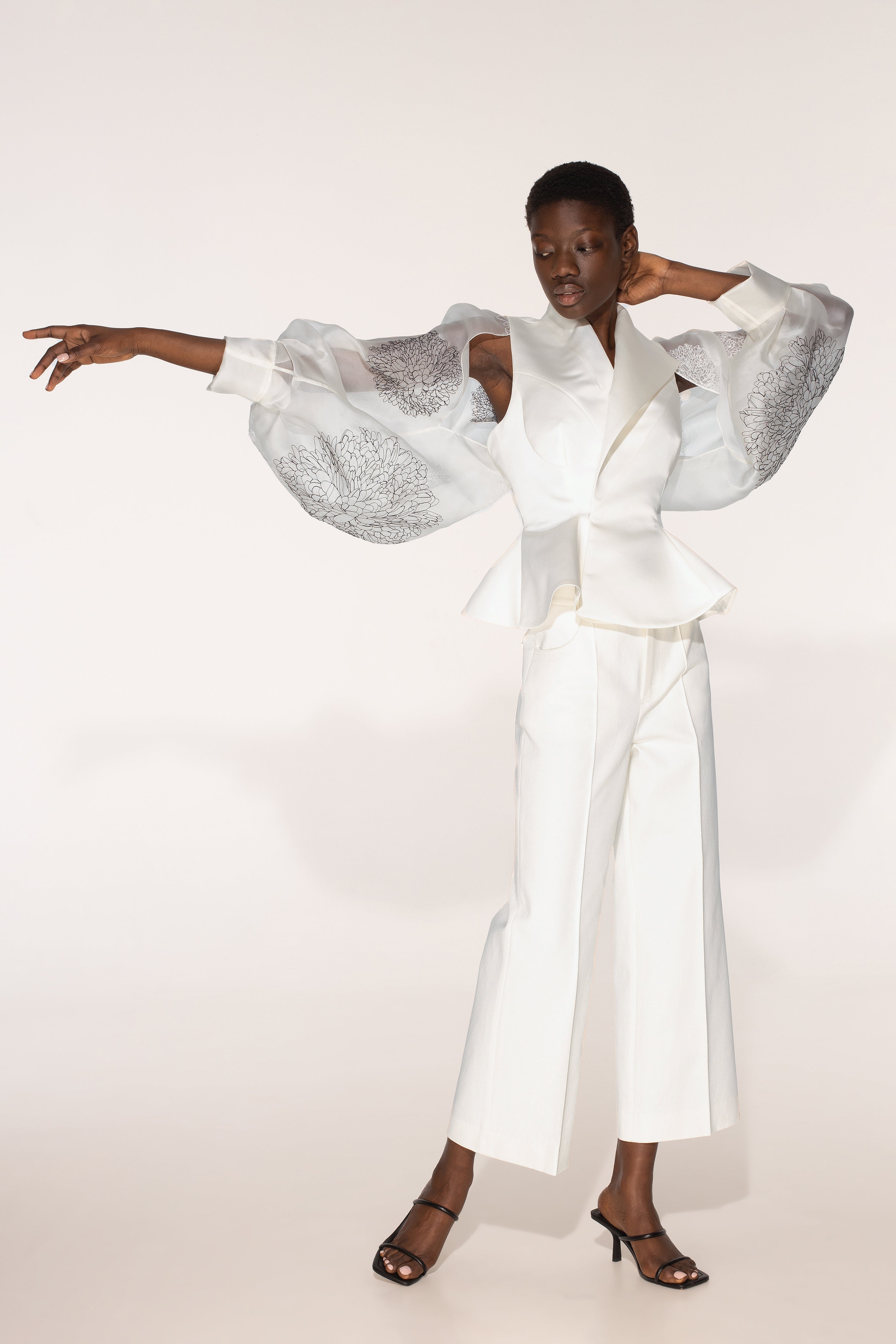 Petals vest with organza sleeves