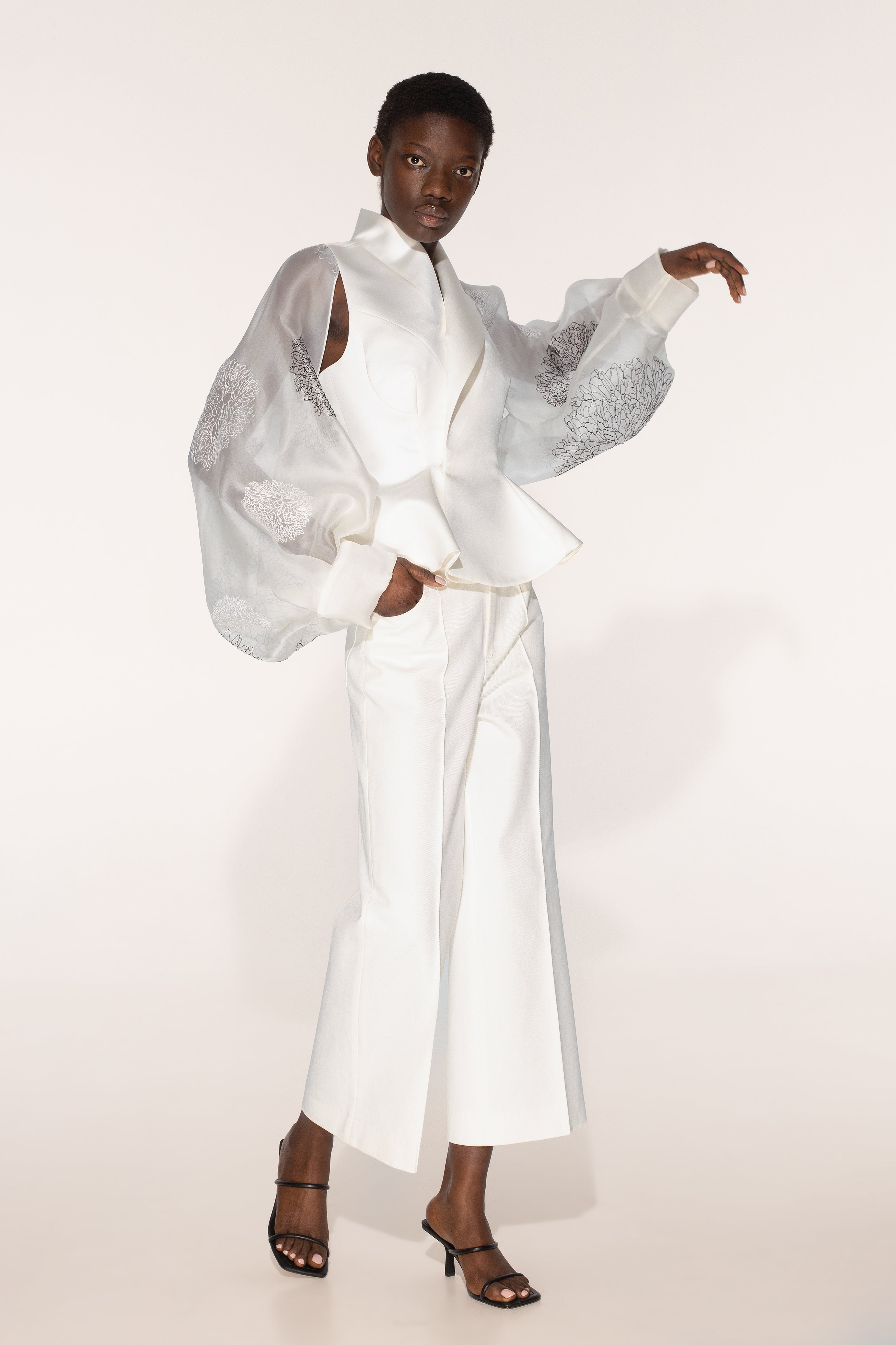 Petals vest with organza sleeves