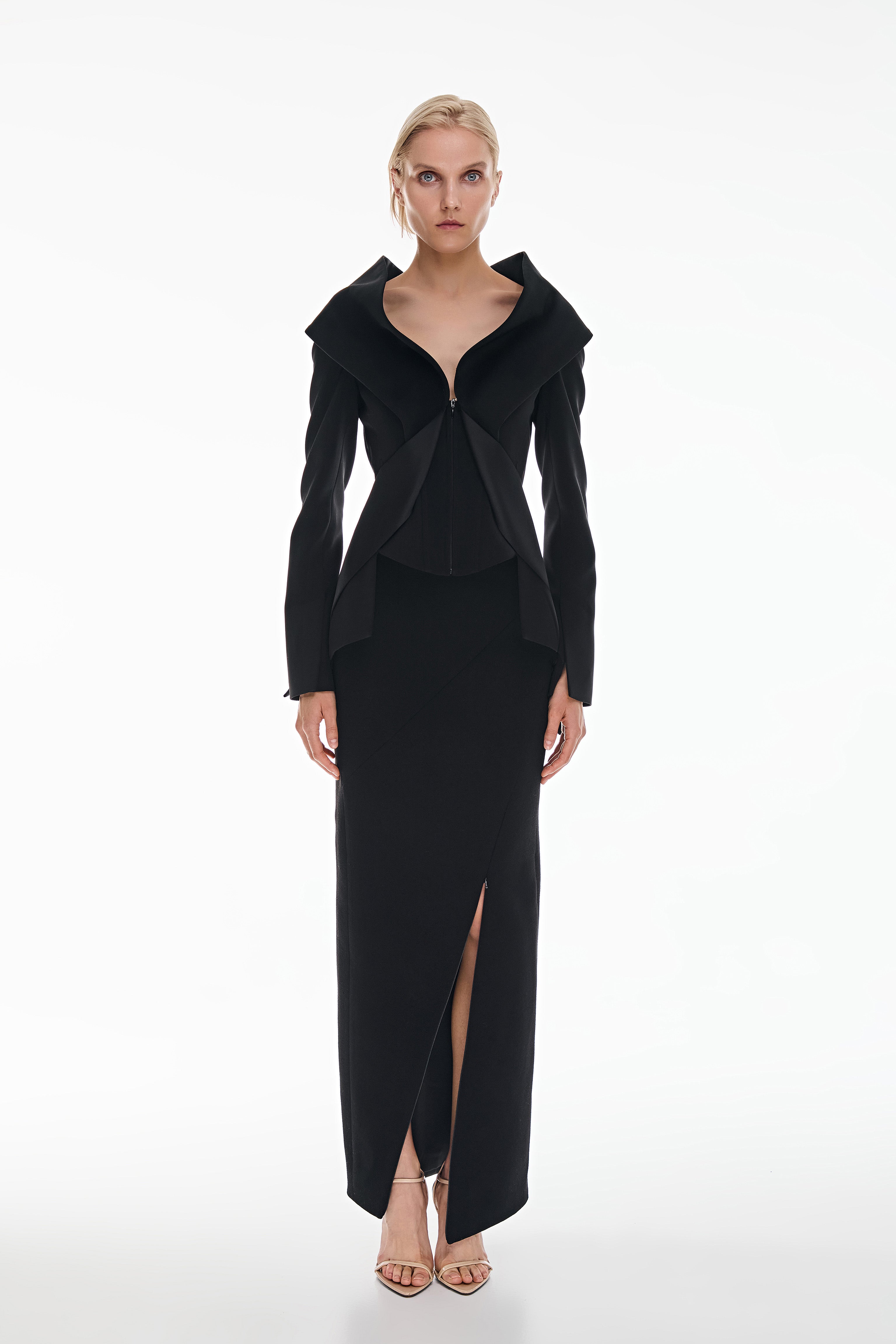 Tailored graphic maxi skirt