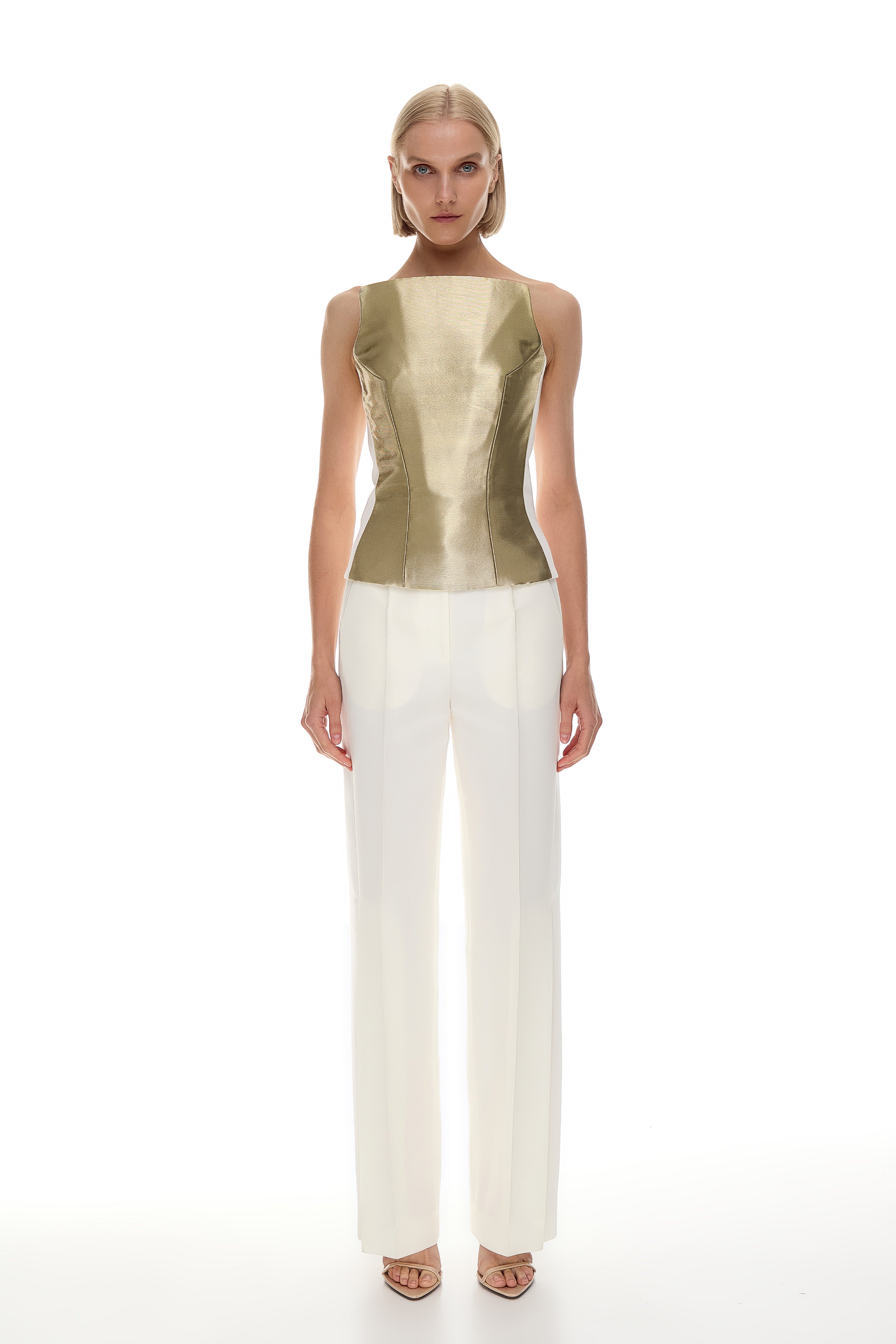 Tailored graphic corset top