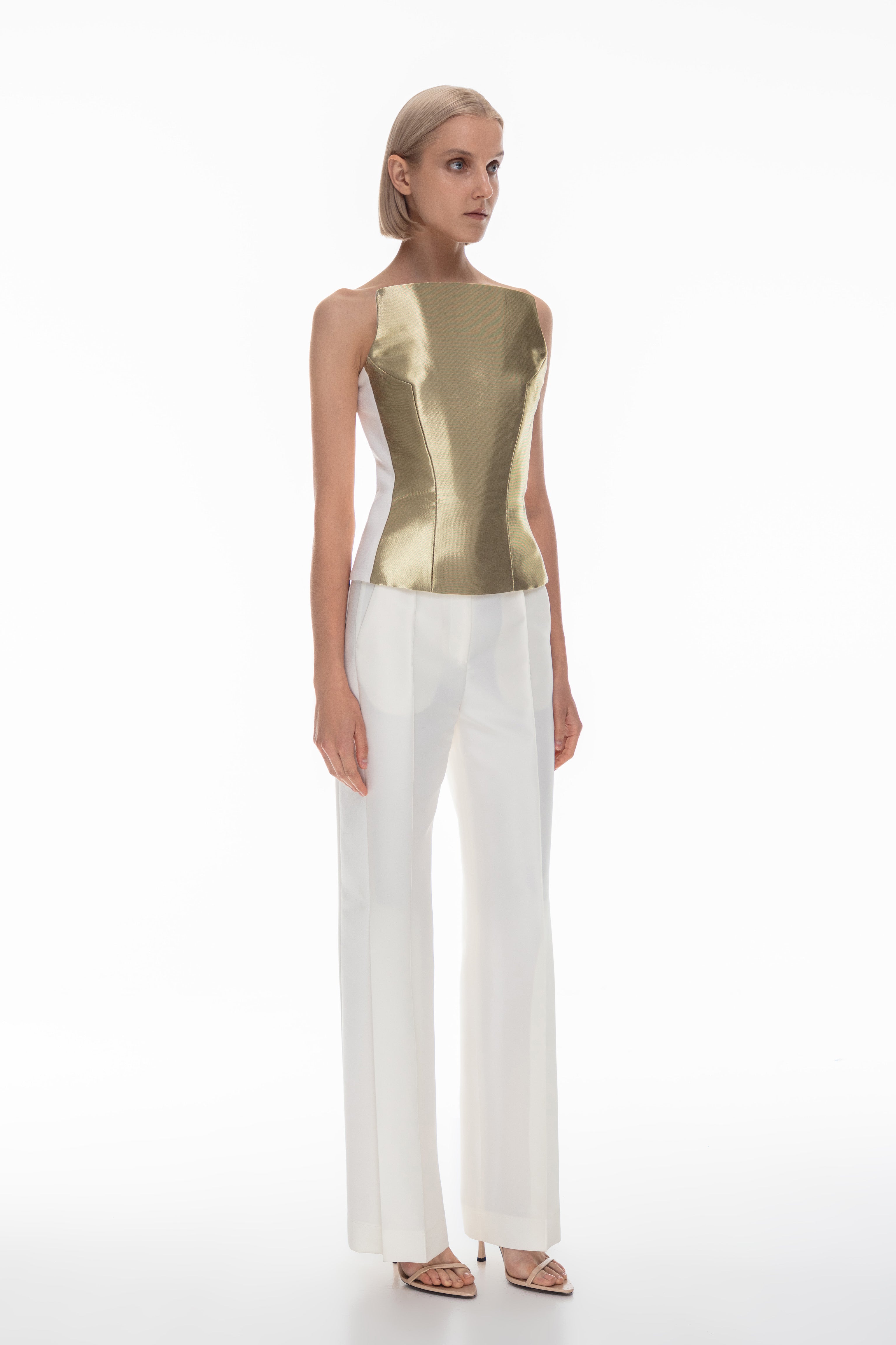 Tailored graphic corset top
