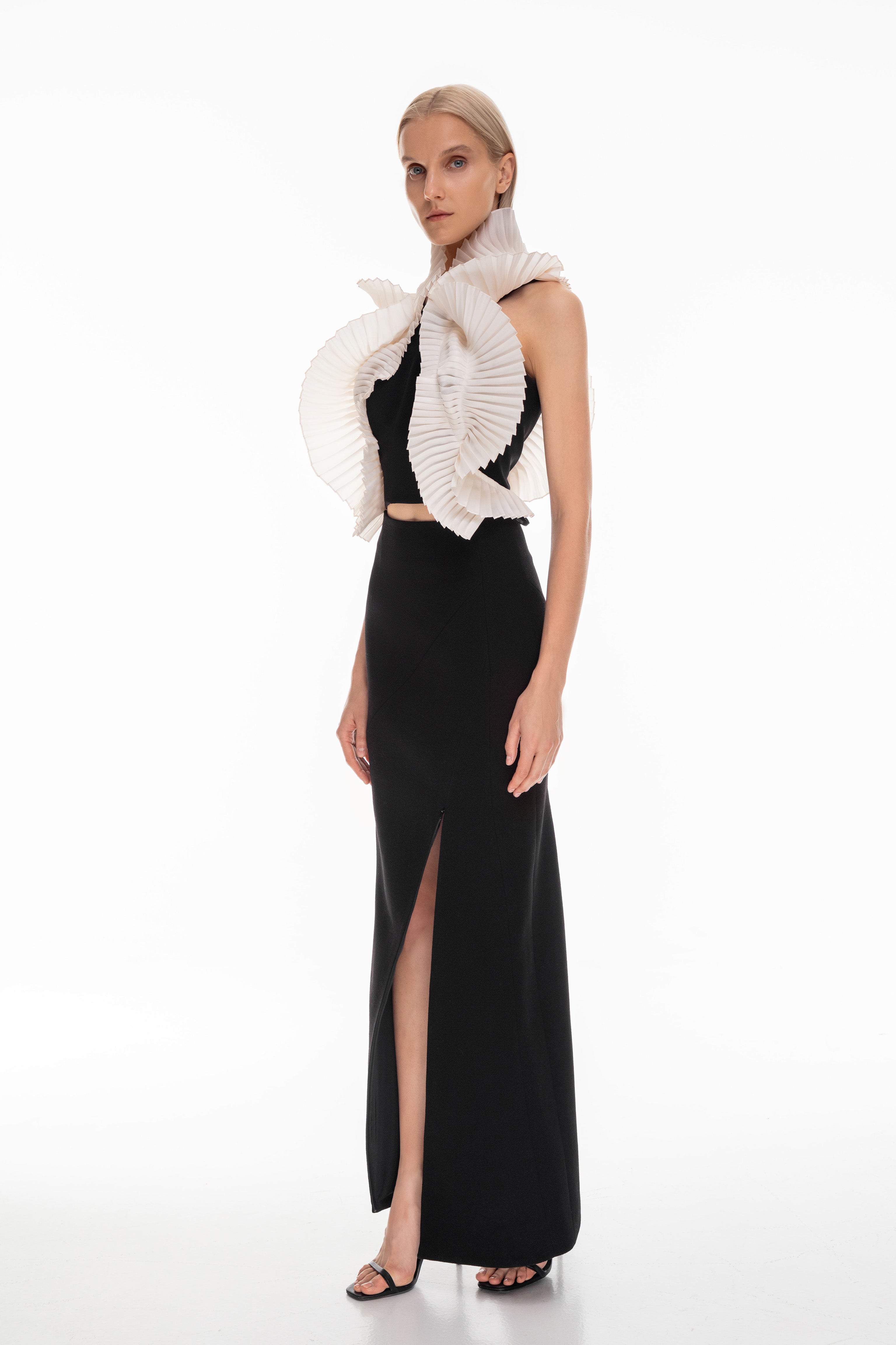 Tailored graphic maxi skirt