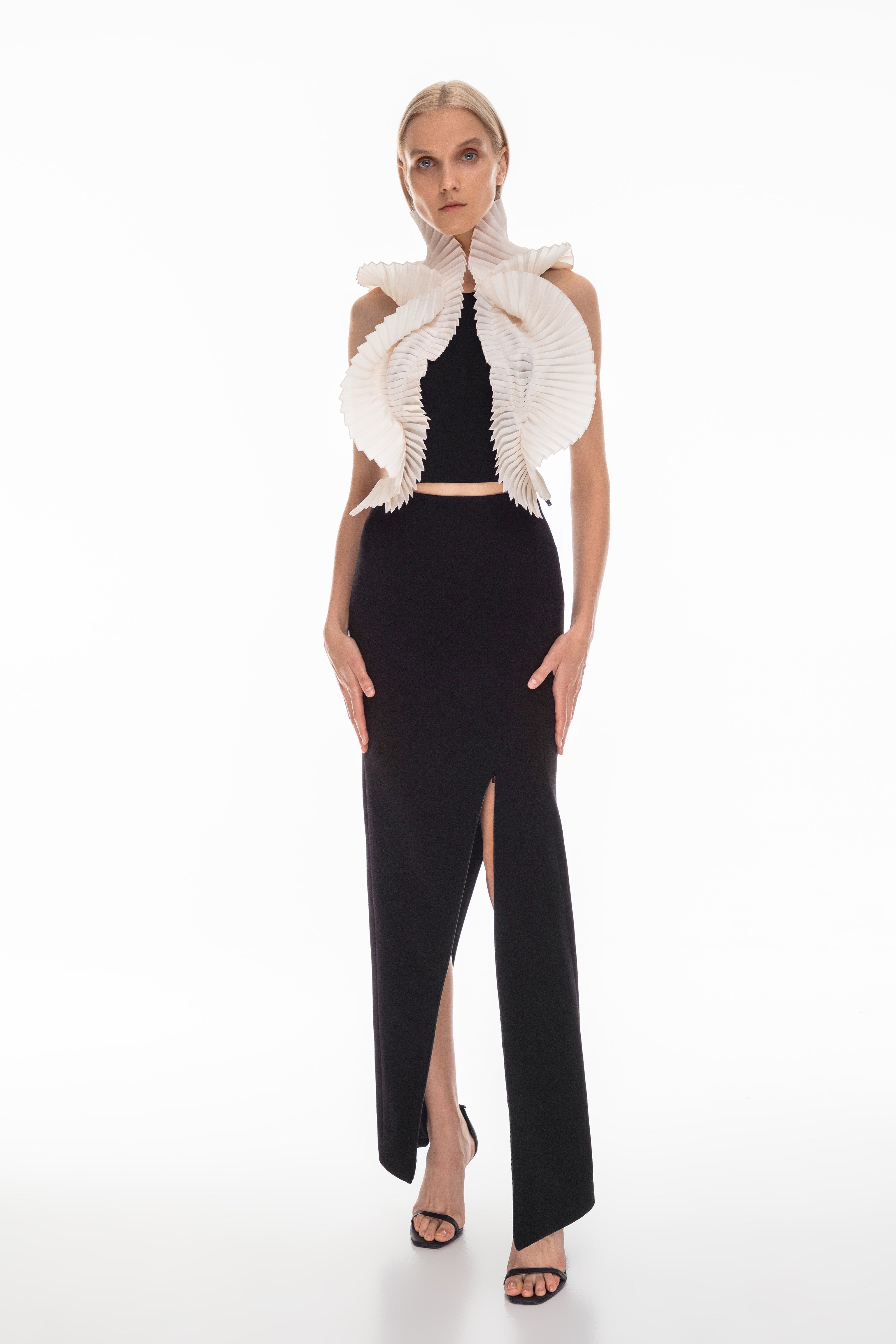 Tailored graphic maxi skirt