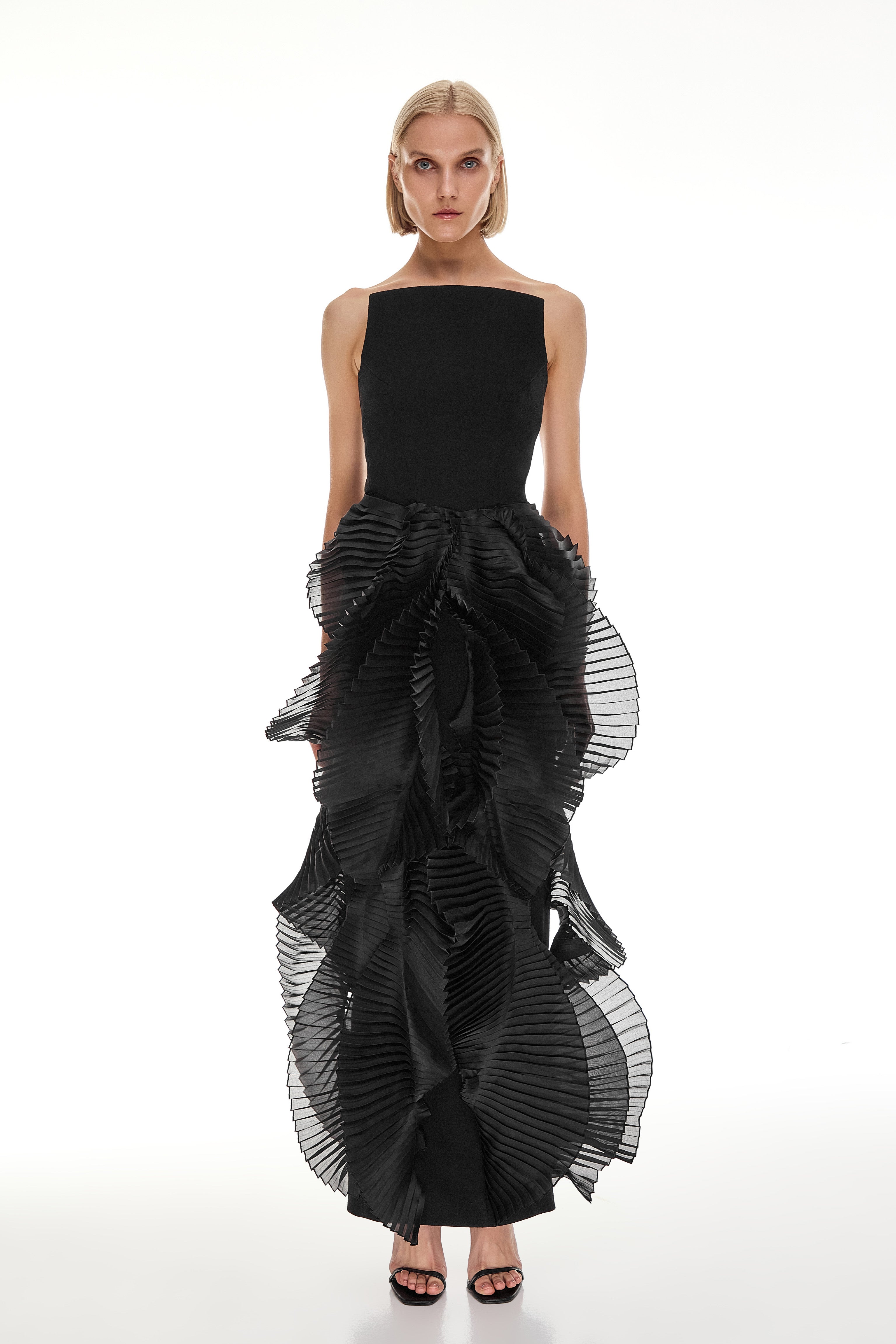 Electra pleated maxi gown