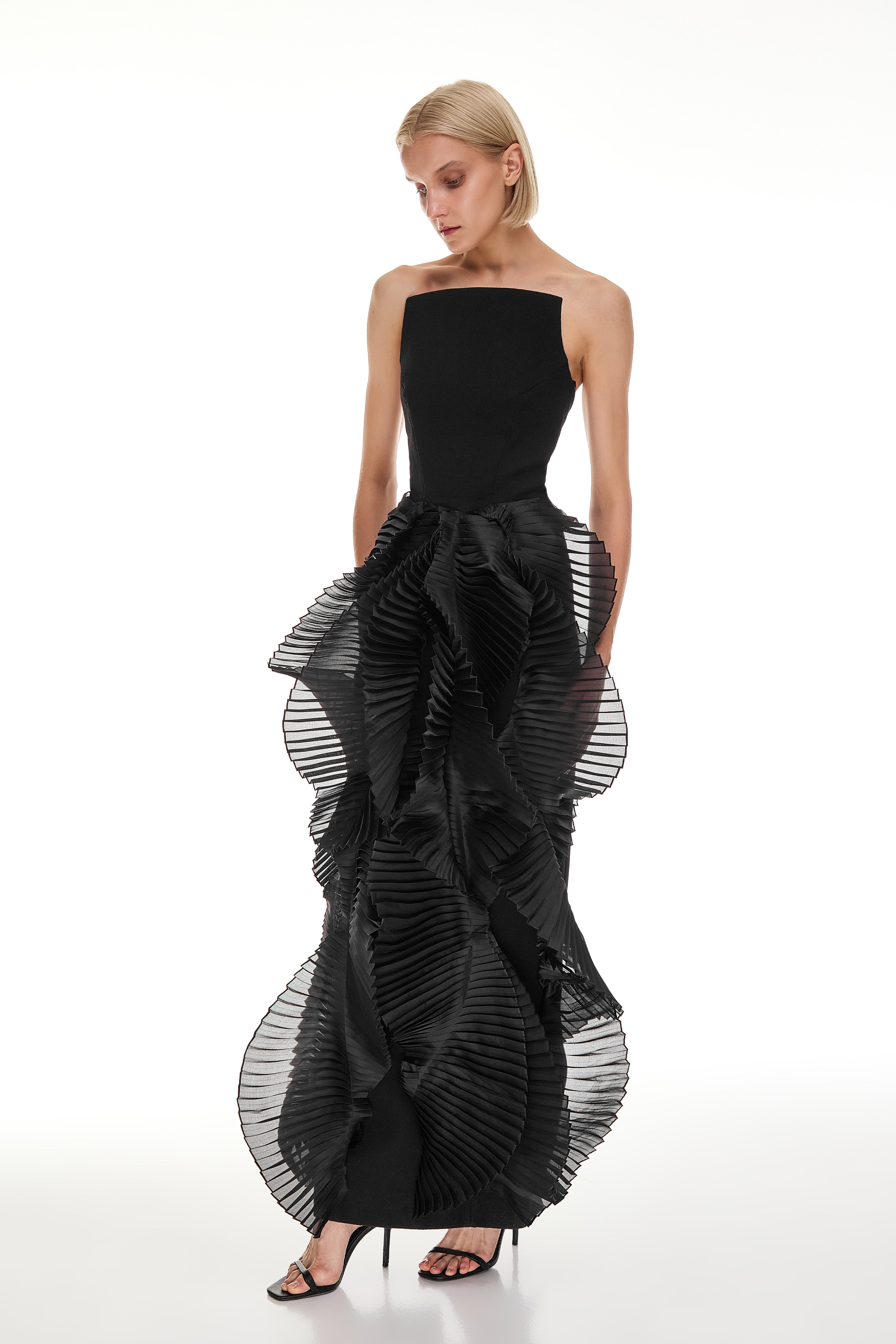 Electra pleated maxi gown