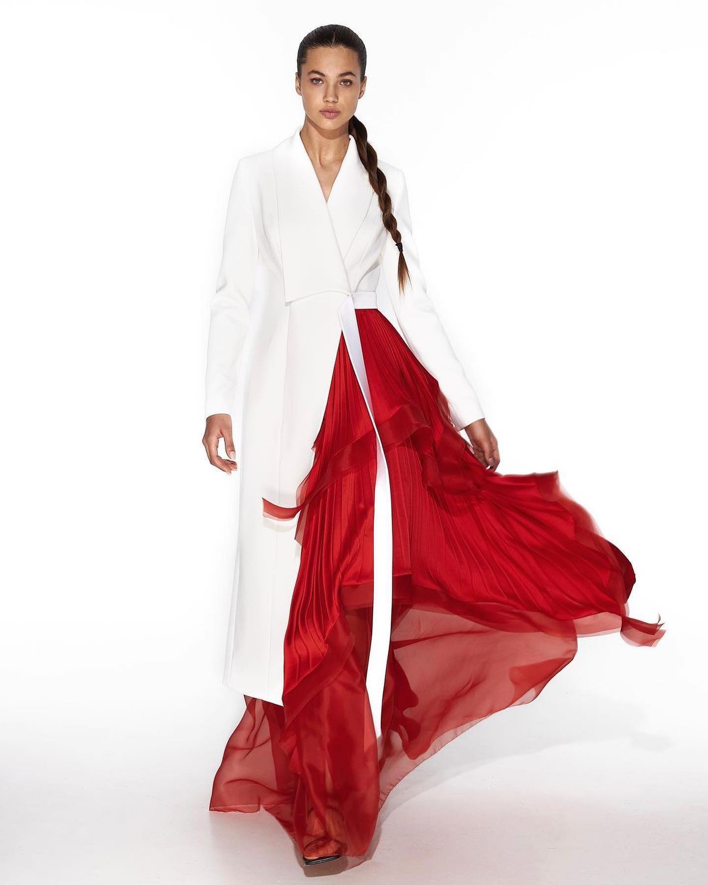 Apache collar gown with sheer organza layers