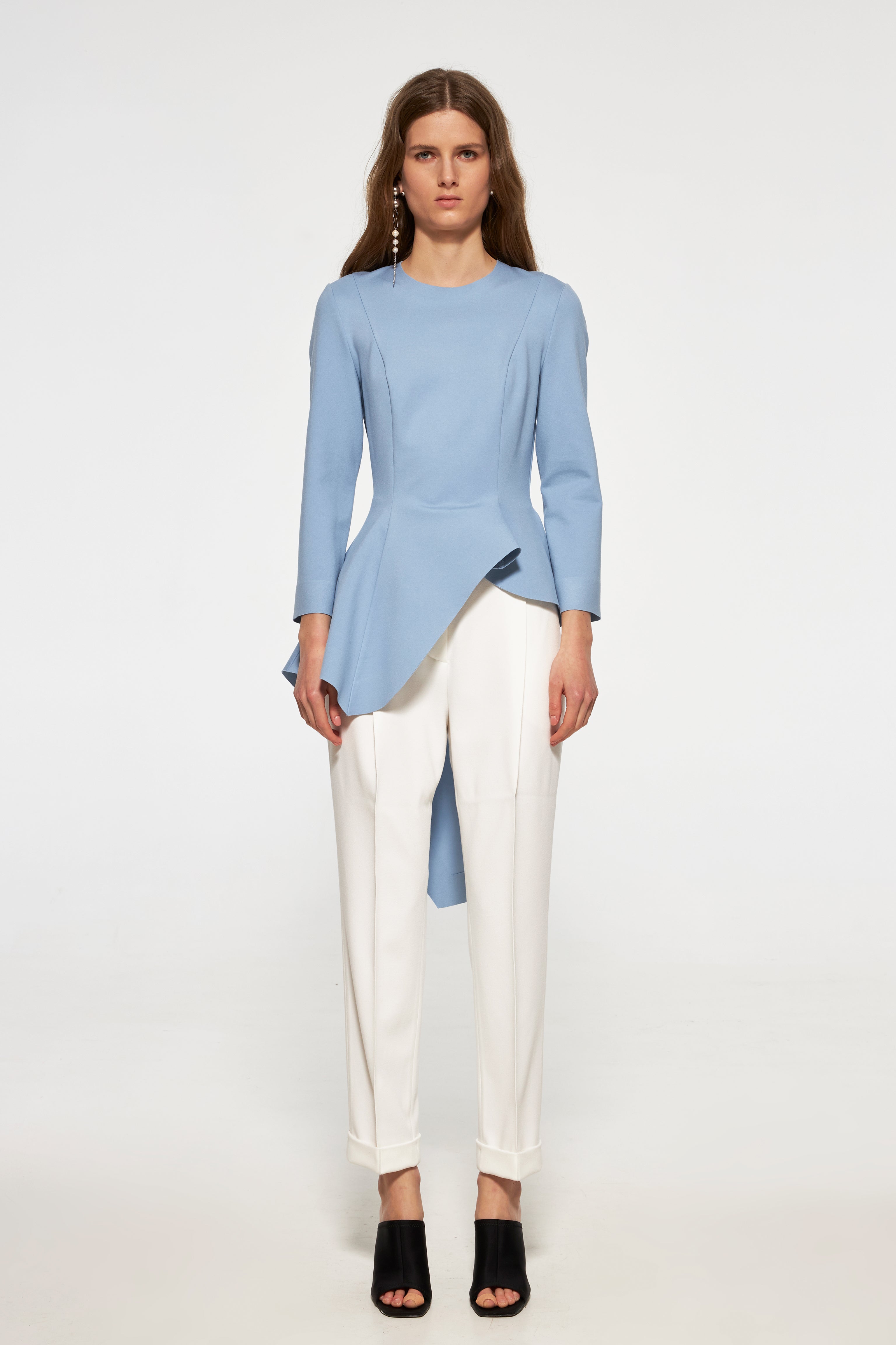 Melted peplum top with sleeves