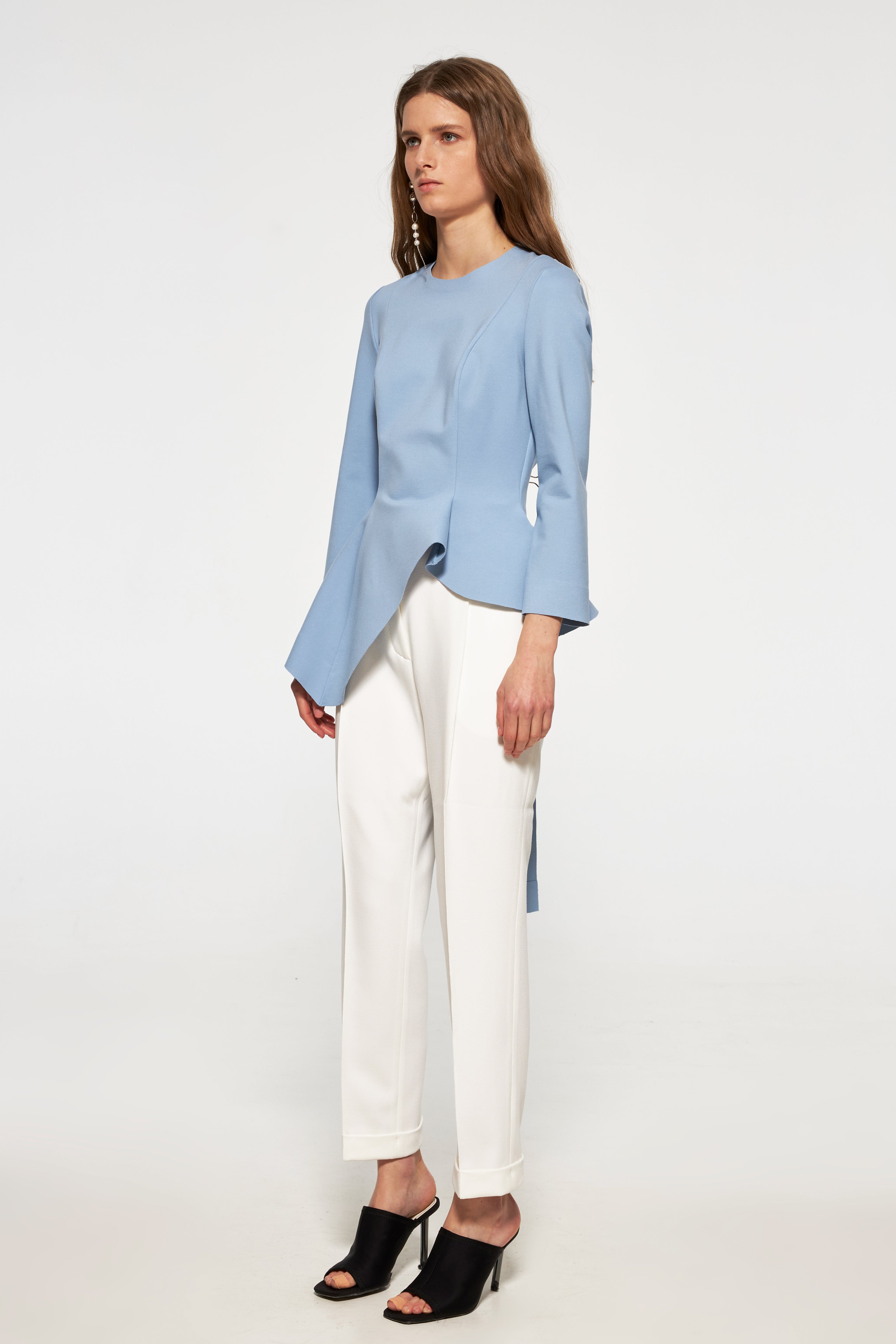 Melted peplum top with sleeves