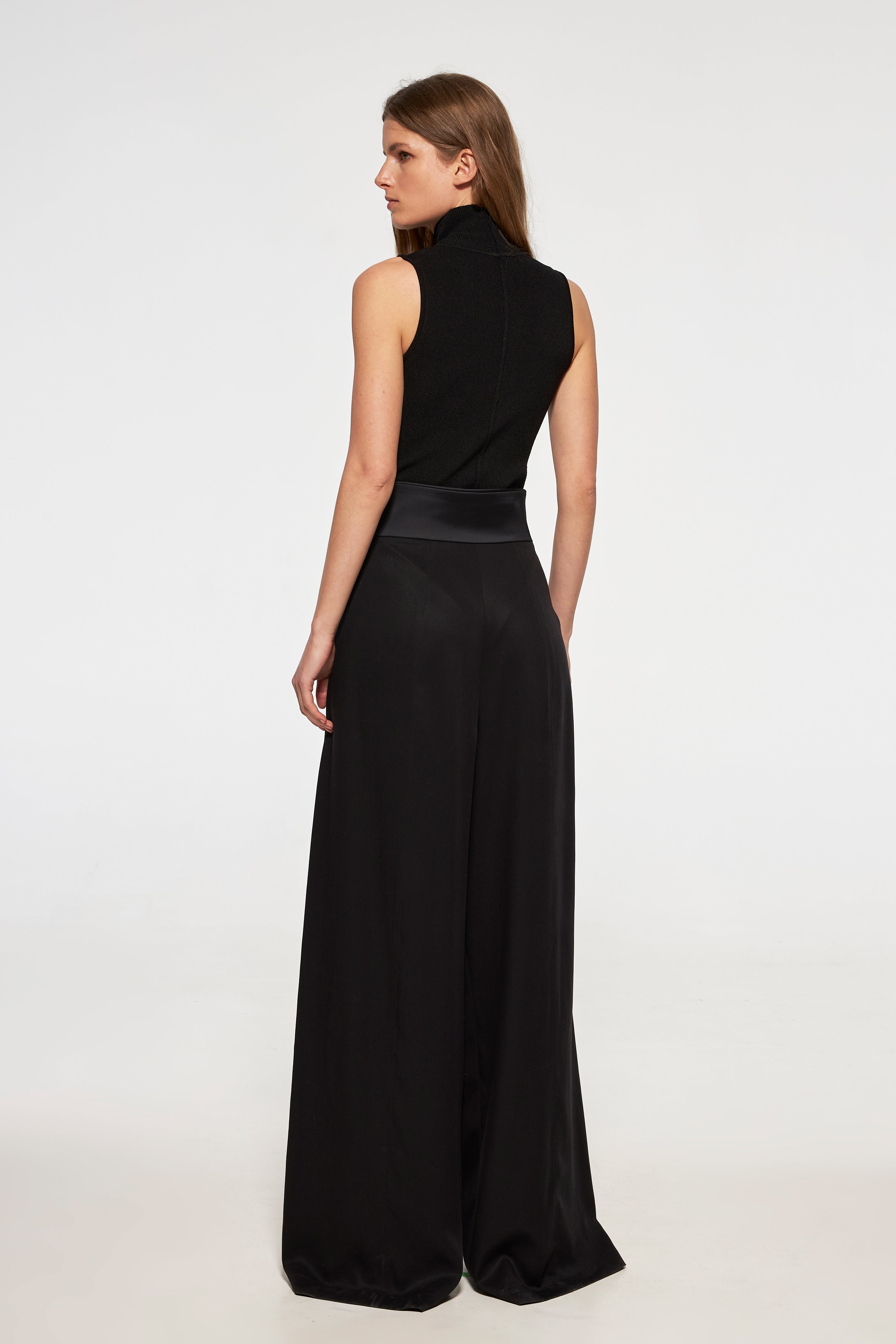 Palazzo pants with a satin belt